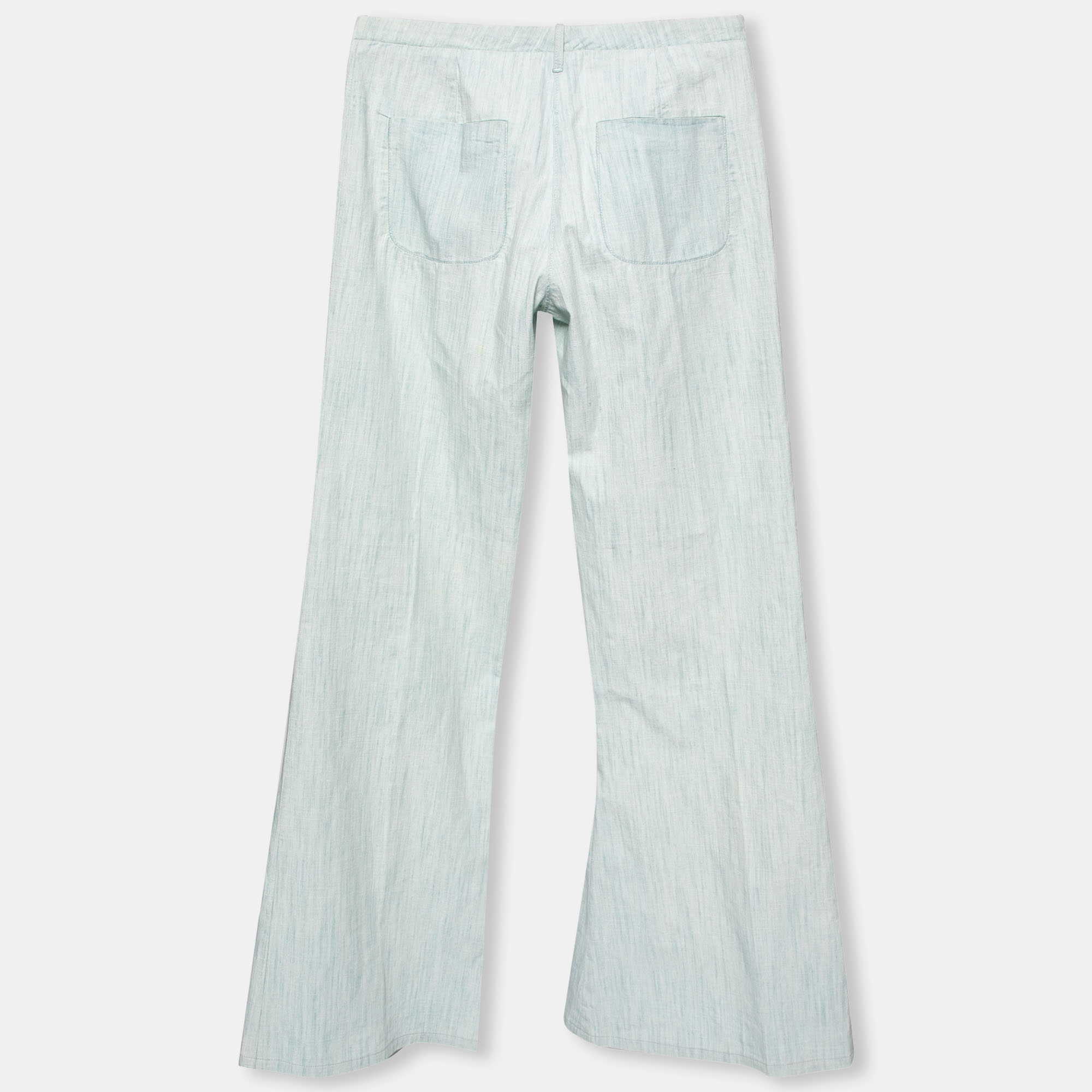 

Chanel Blue Cotton Flared Hem Trousers