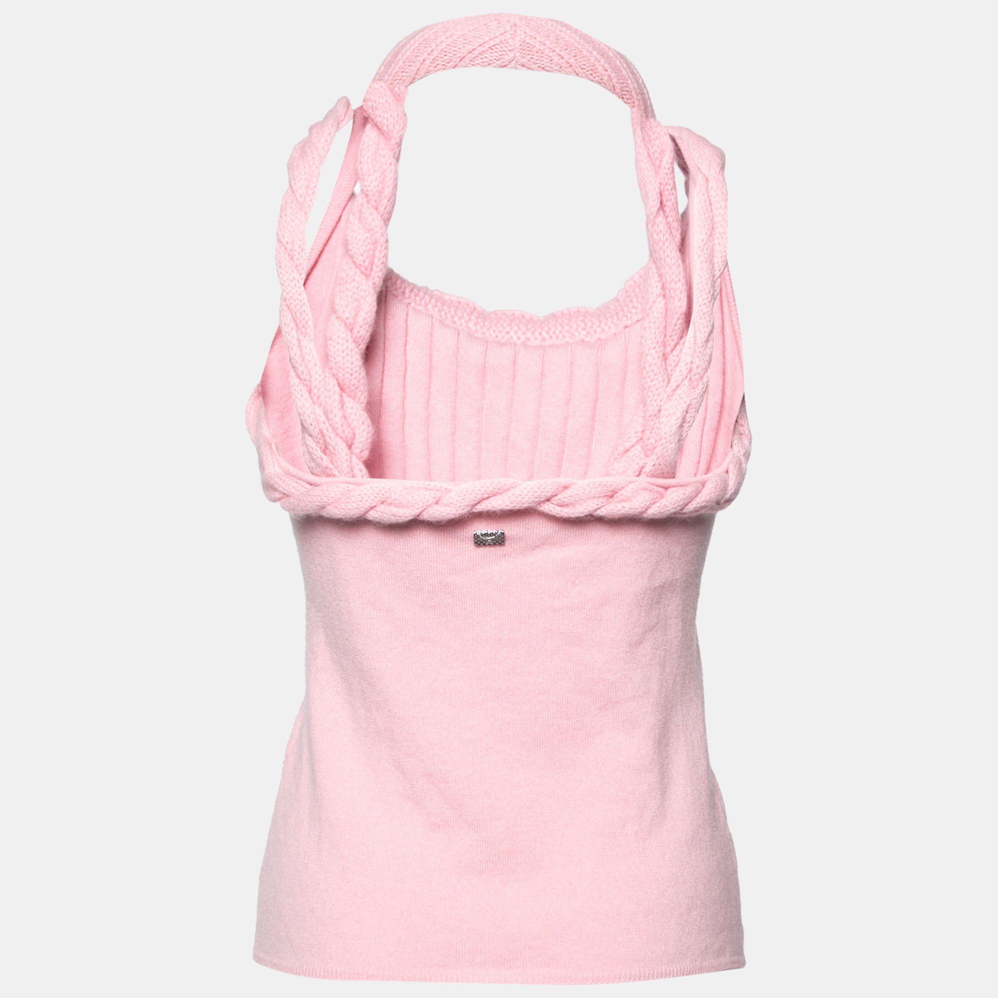 

Chanel Pink Cashmere Knitted Detail Sleeveless Top