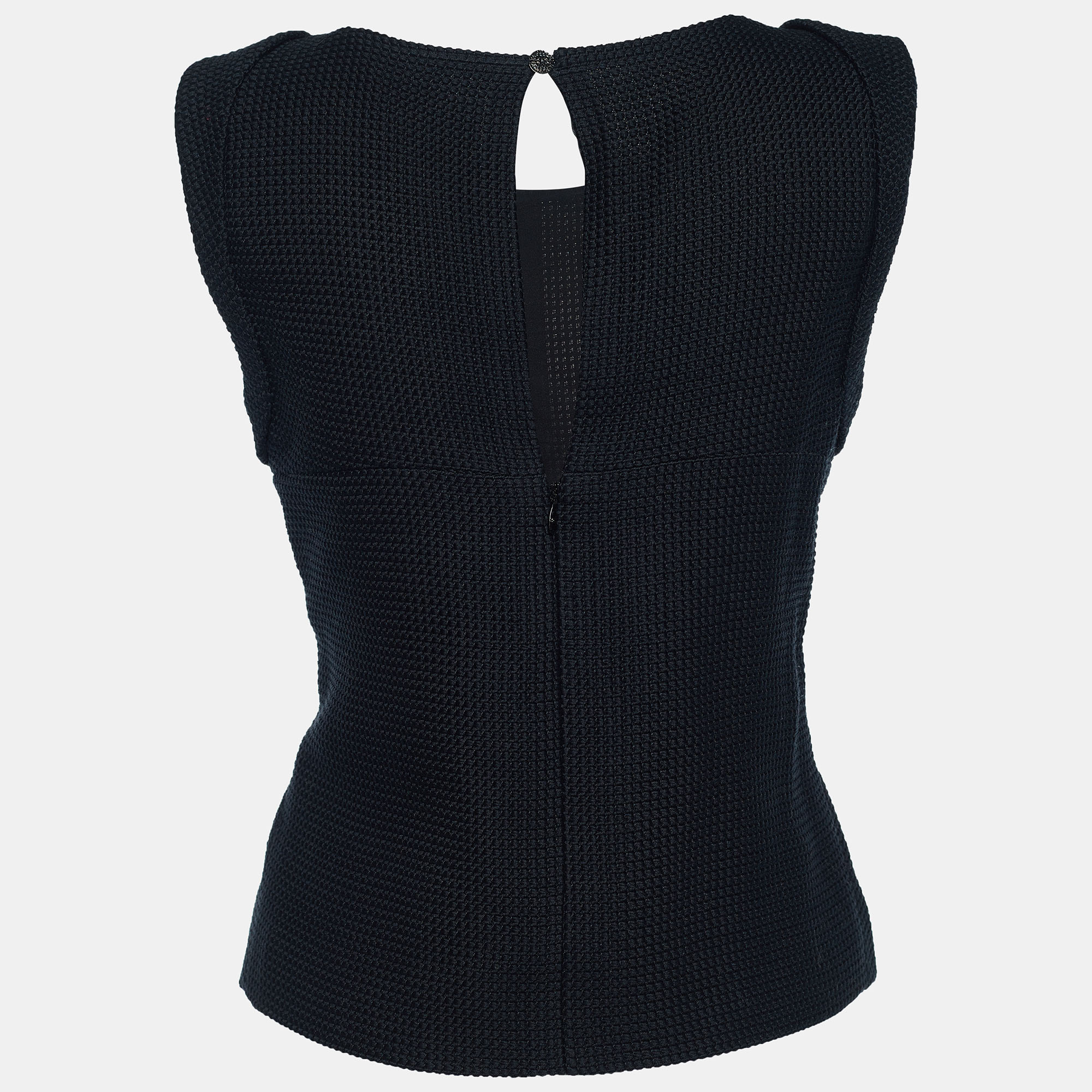 

Chanel Black Textured Cotton Sleeveless Top