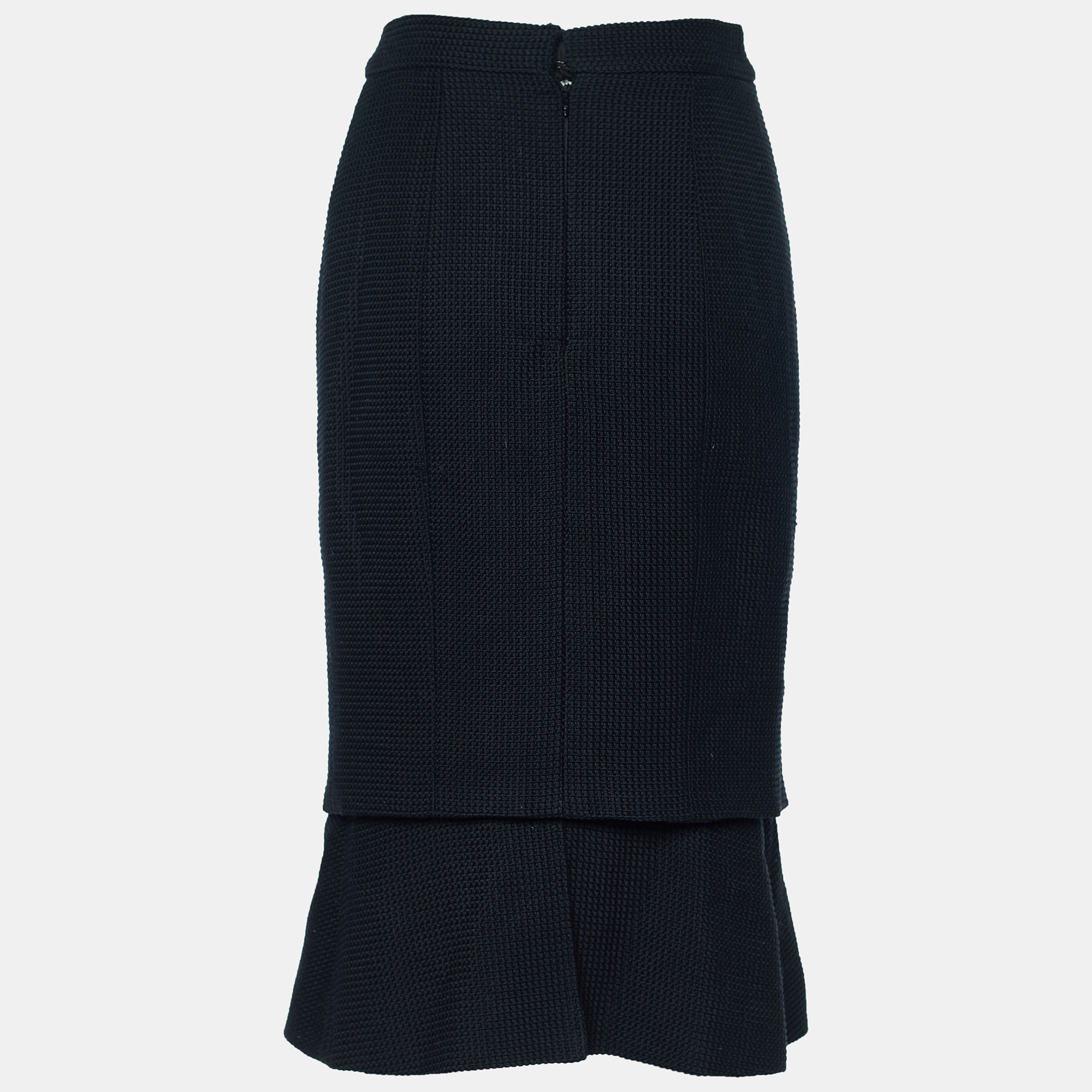 

Chanel Black Textured Cotton Overlay Detail Skirt