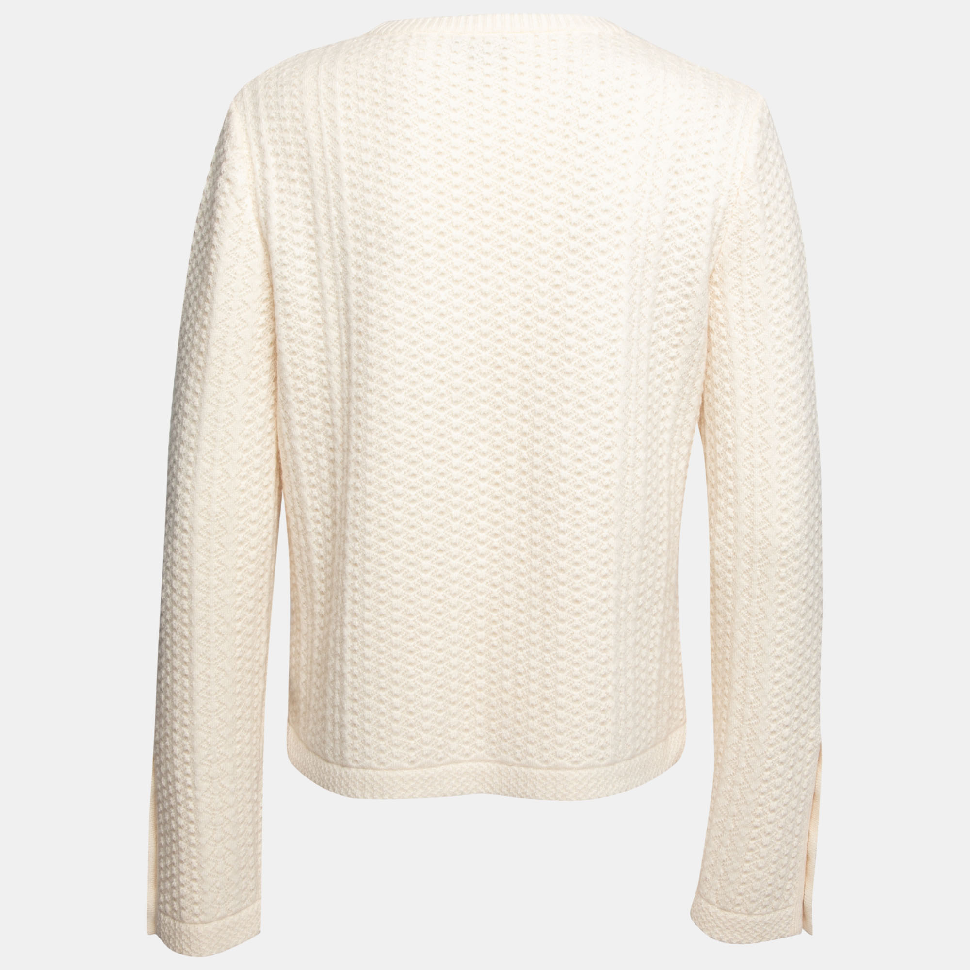 

Chanel Cream Textured Cashmere Long Sleeve Sweater