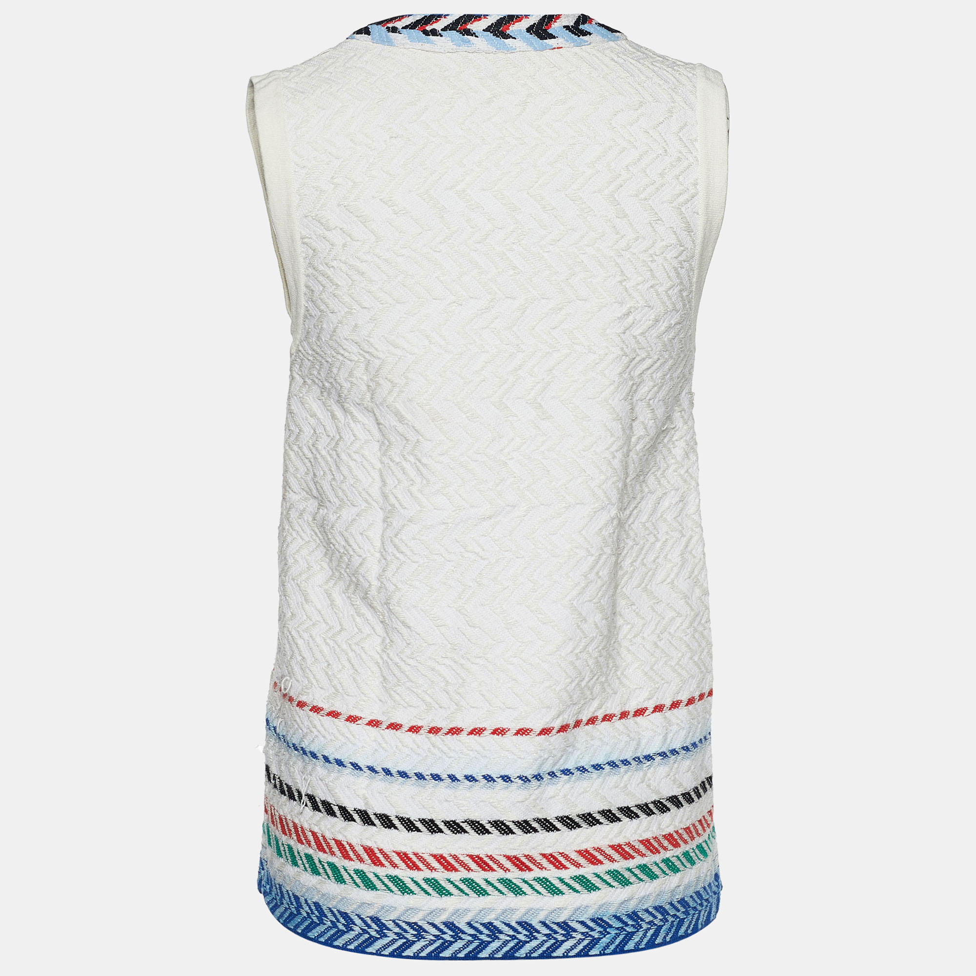 

Chanel White Cotton Jacquard Embroidered Vest