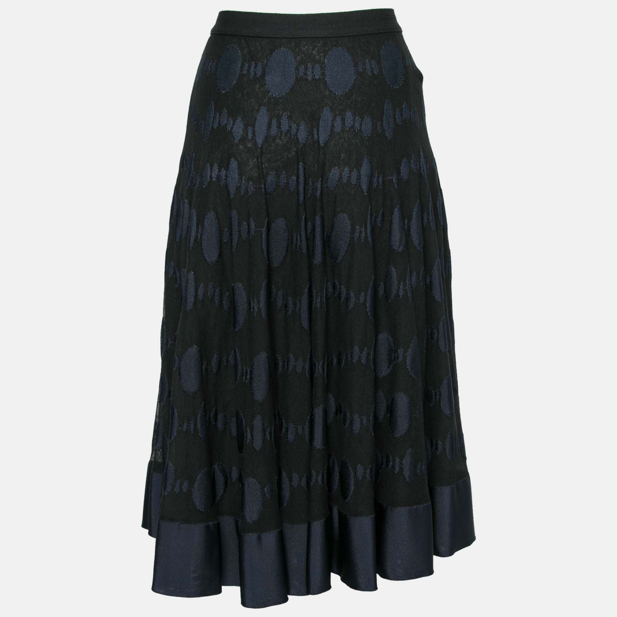 

Chanel Black & Blue Patterned Knit Midi Skirt