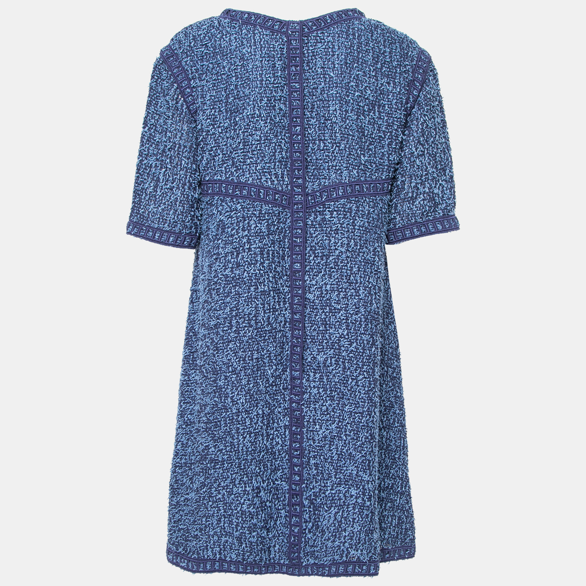 

Chanel Blue Bouclé Tweed Pocketed Shift Dress