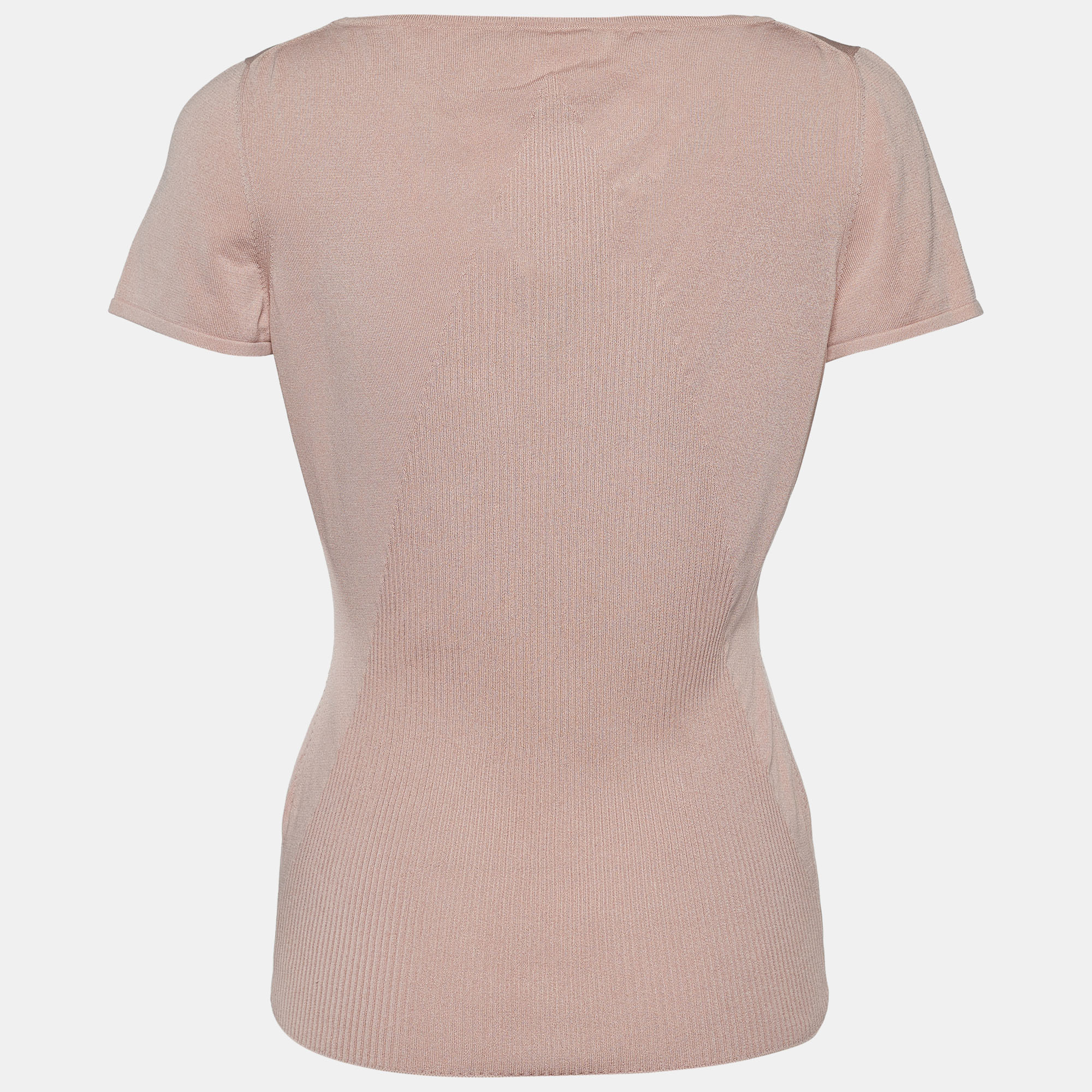 

Chanel Pink CC Print Cotton & Silk Knit Top