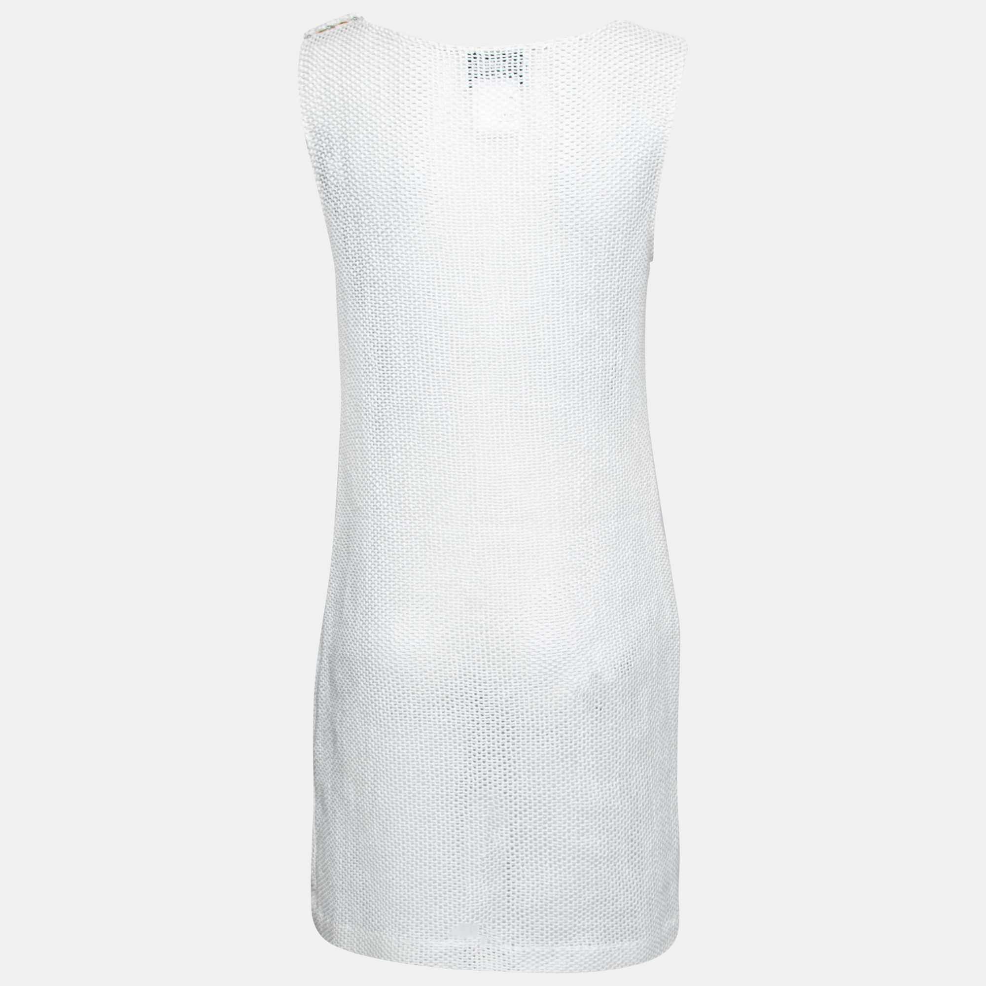 

Chanel White Perforated Knit Sleeveless Dress