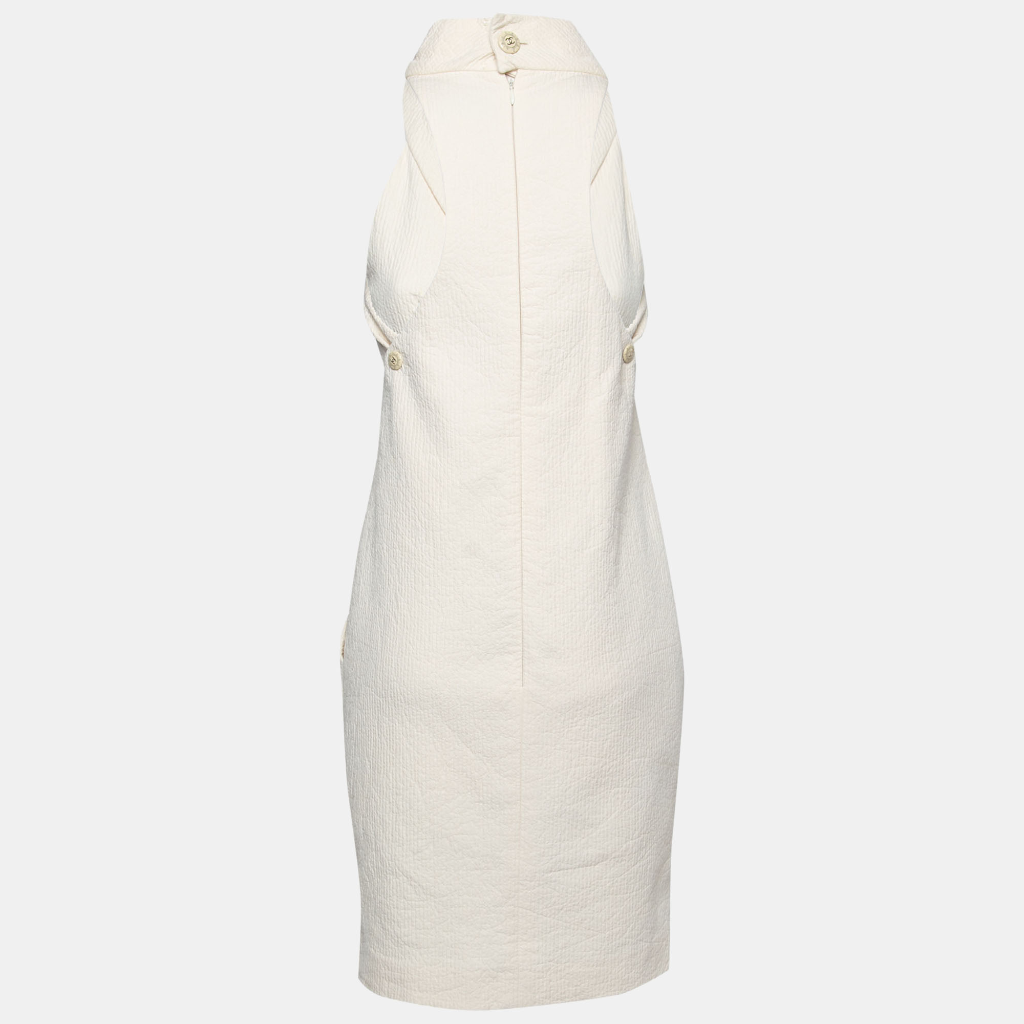 

Chanel Cream Textured Cotton Midi Dress