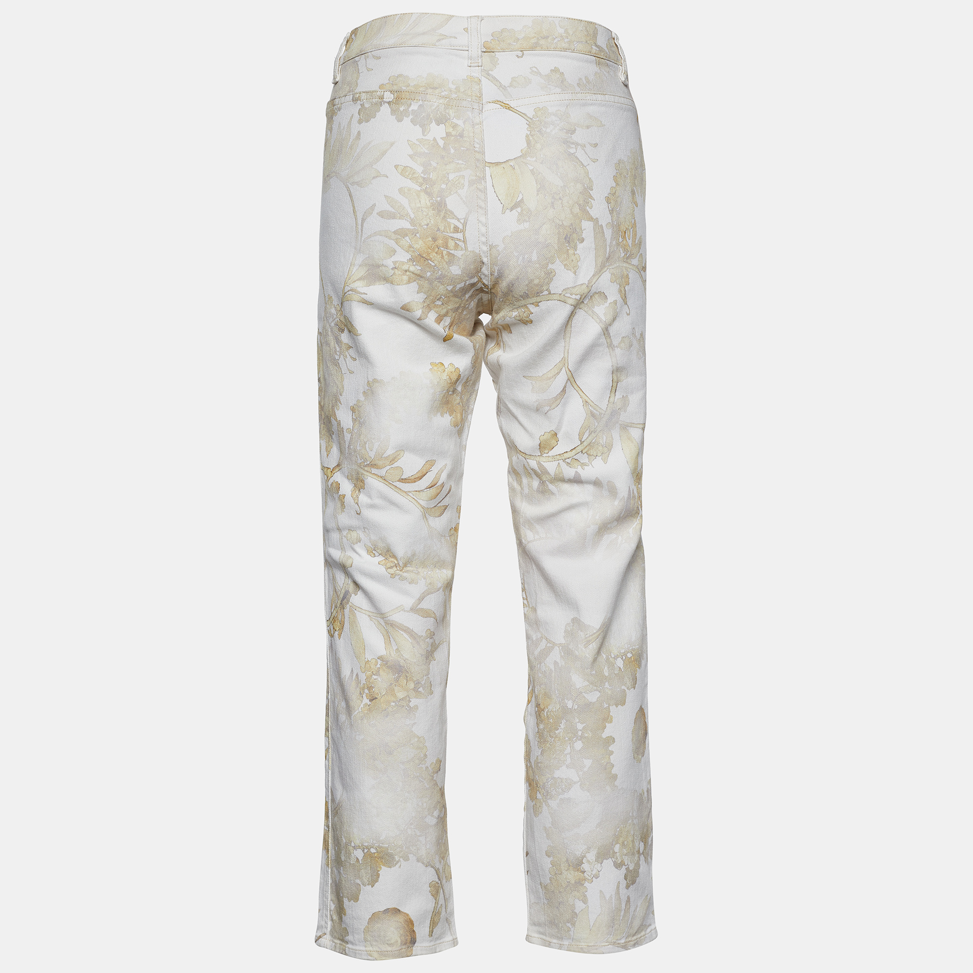 

Chanel White Faded Grecian Print Denim Cropped Jeans