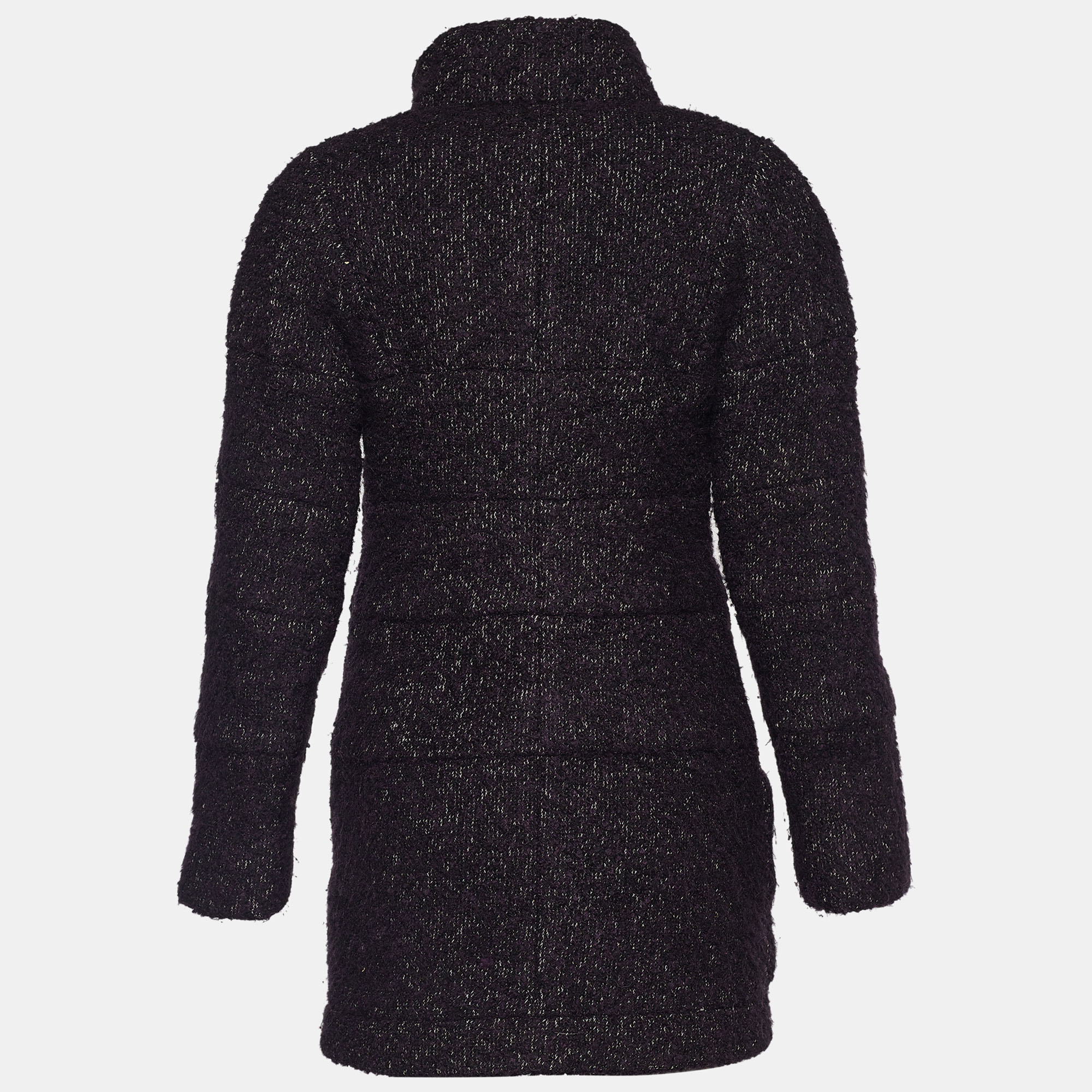 

Chanel Purple Tweed Zip Front Mid Length Coat