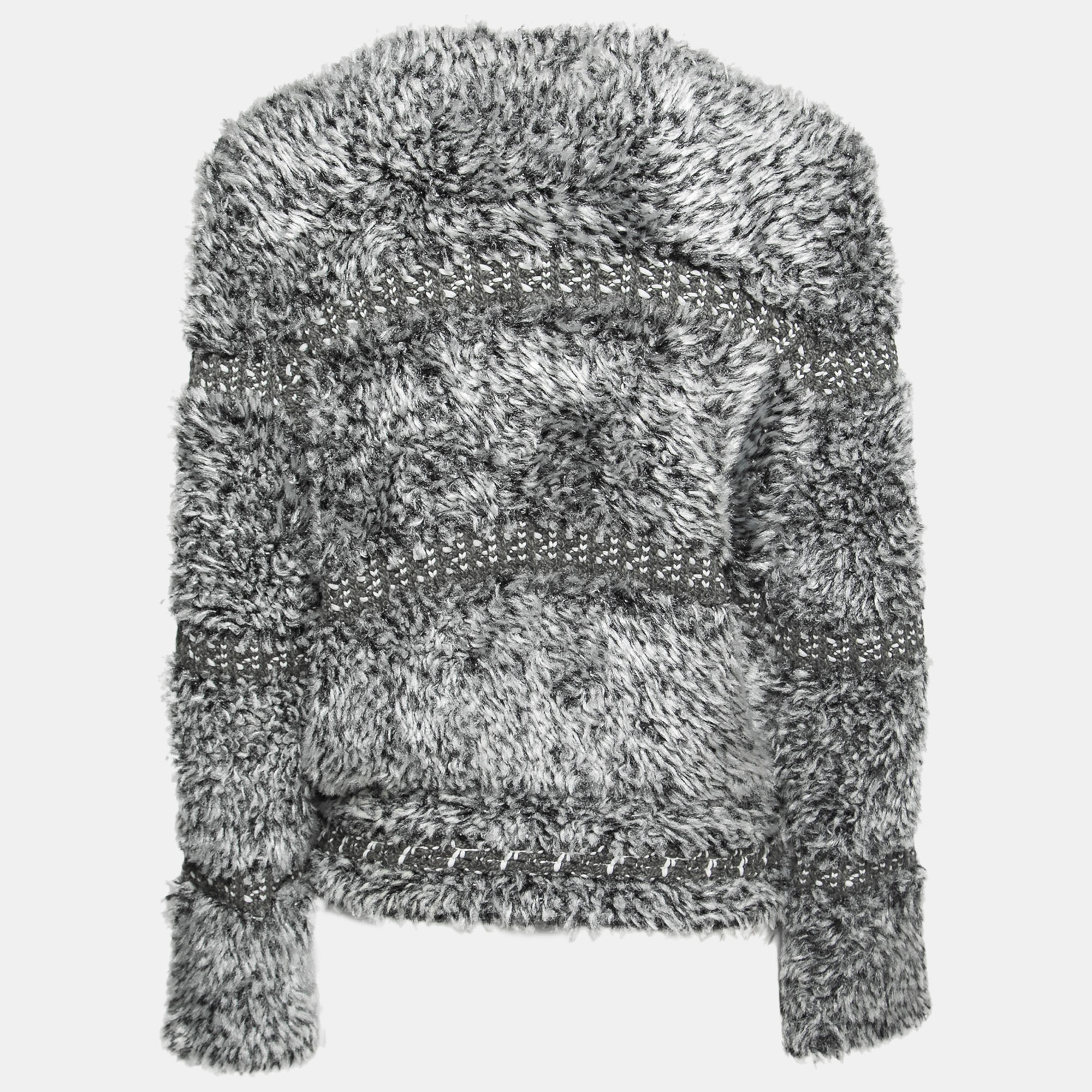 

Chanel Grey Textured Cashmere & Wool Sweater