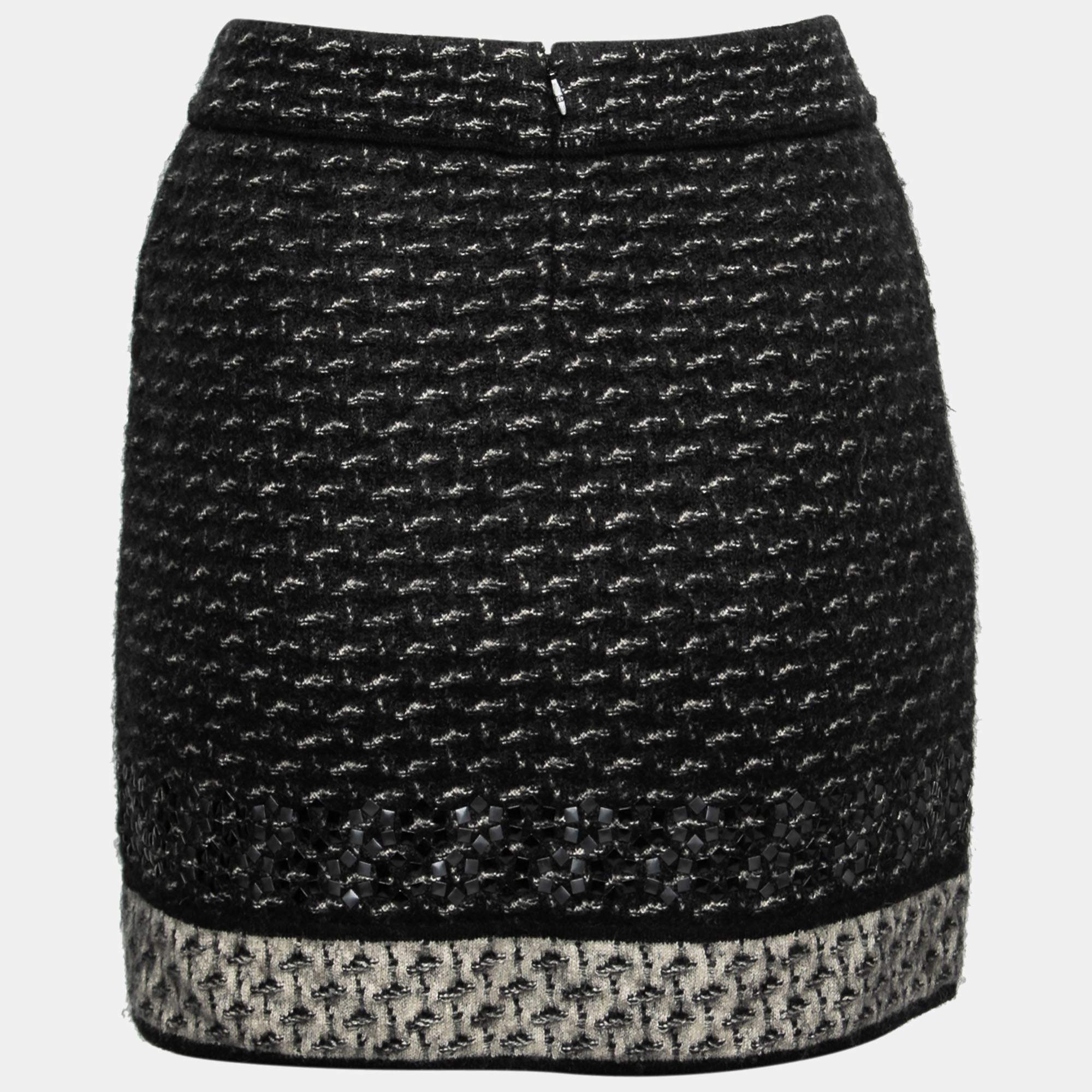 

Chanel Black Mohair & Cashmere Patterned Knit Mini Skirt