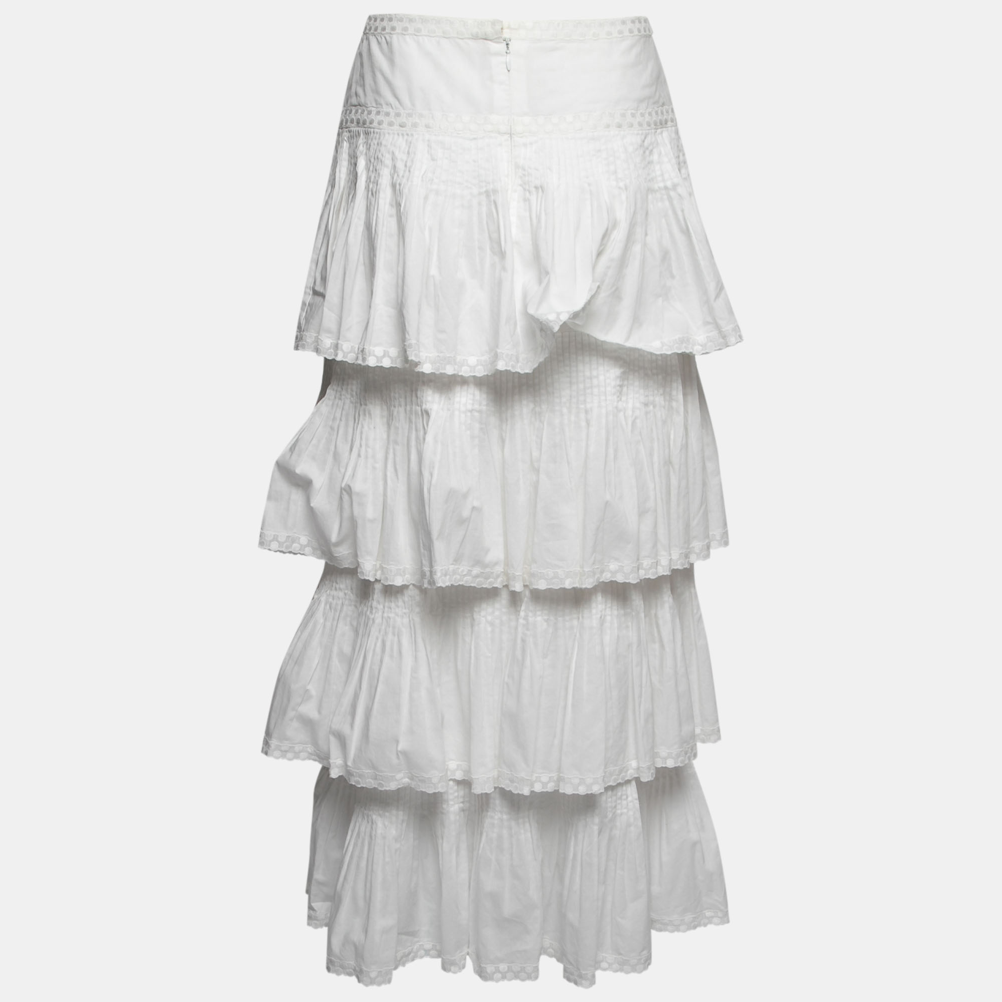 

Chanel White Cotton Tiered Maxi Skirt