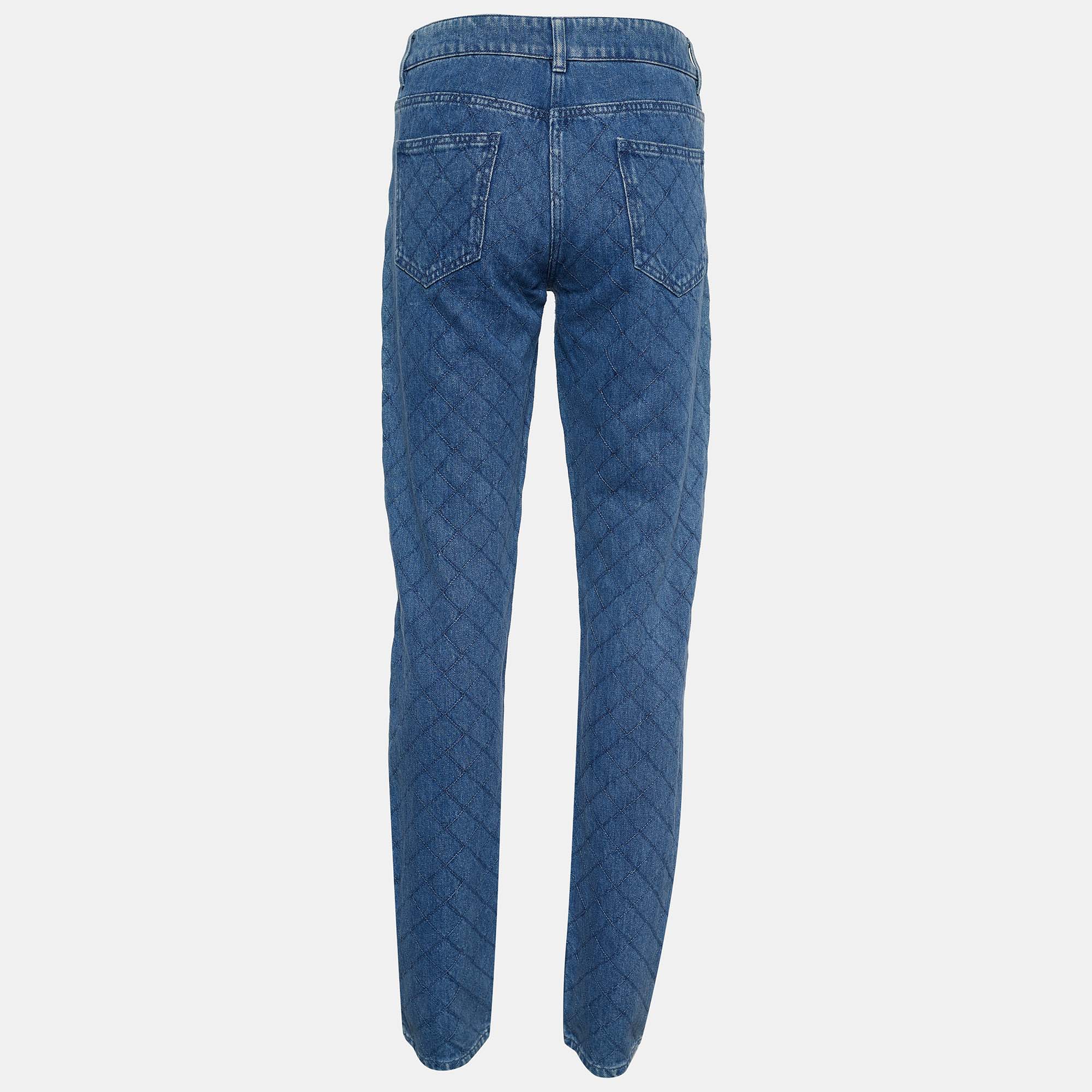 

Chanel Indigo Quilted Denim Skinny Jeans, Blue