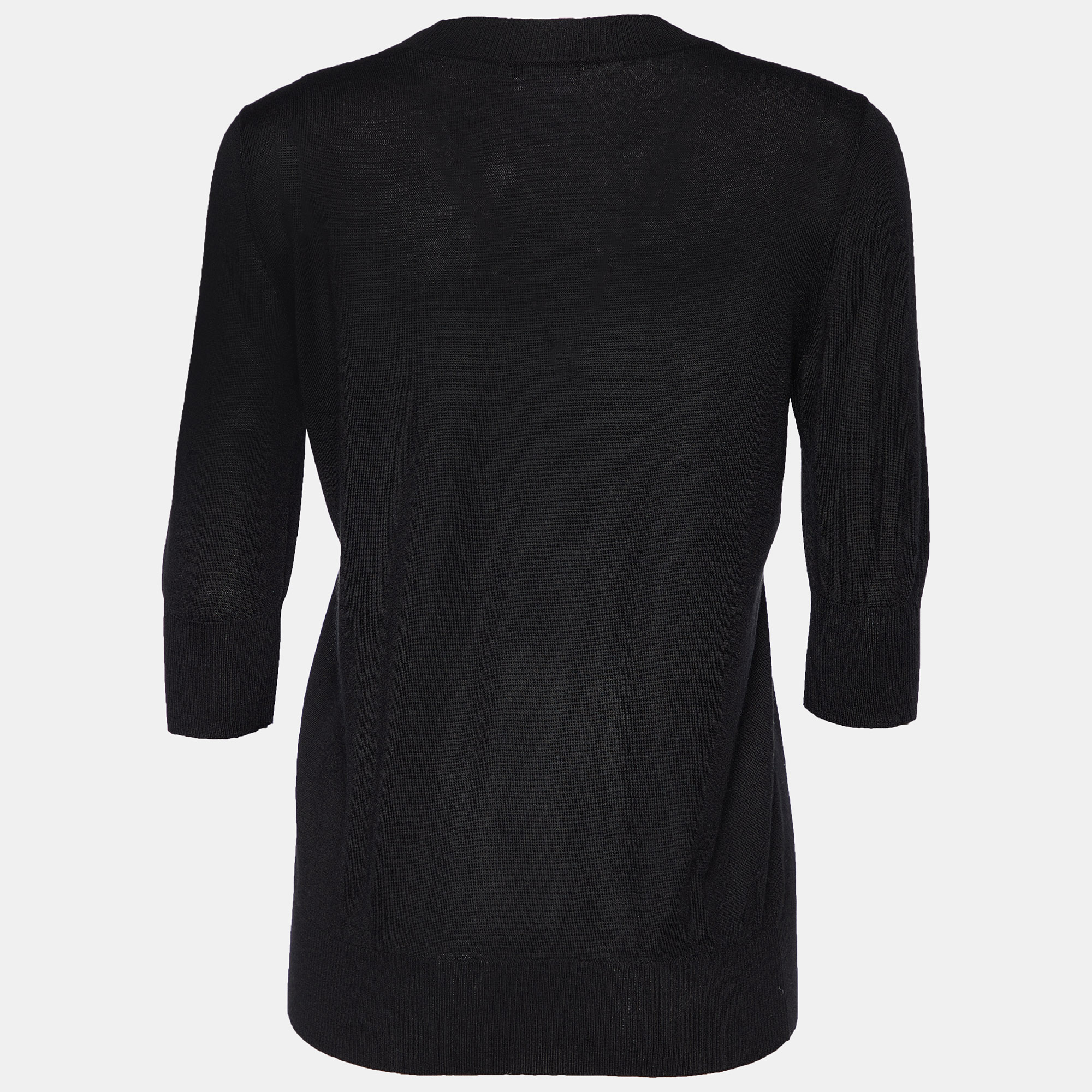 

Chanel Black Logo Embellished Cashmere & Silk Round Neck Sweater