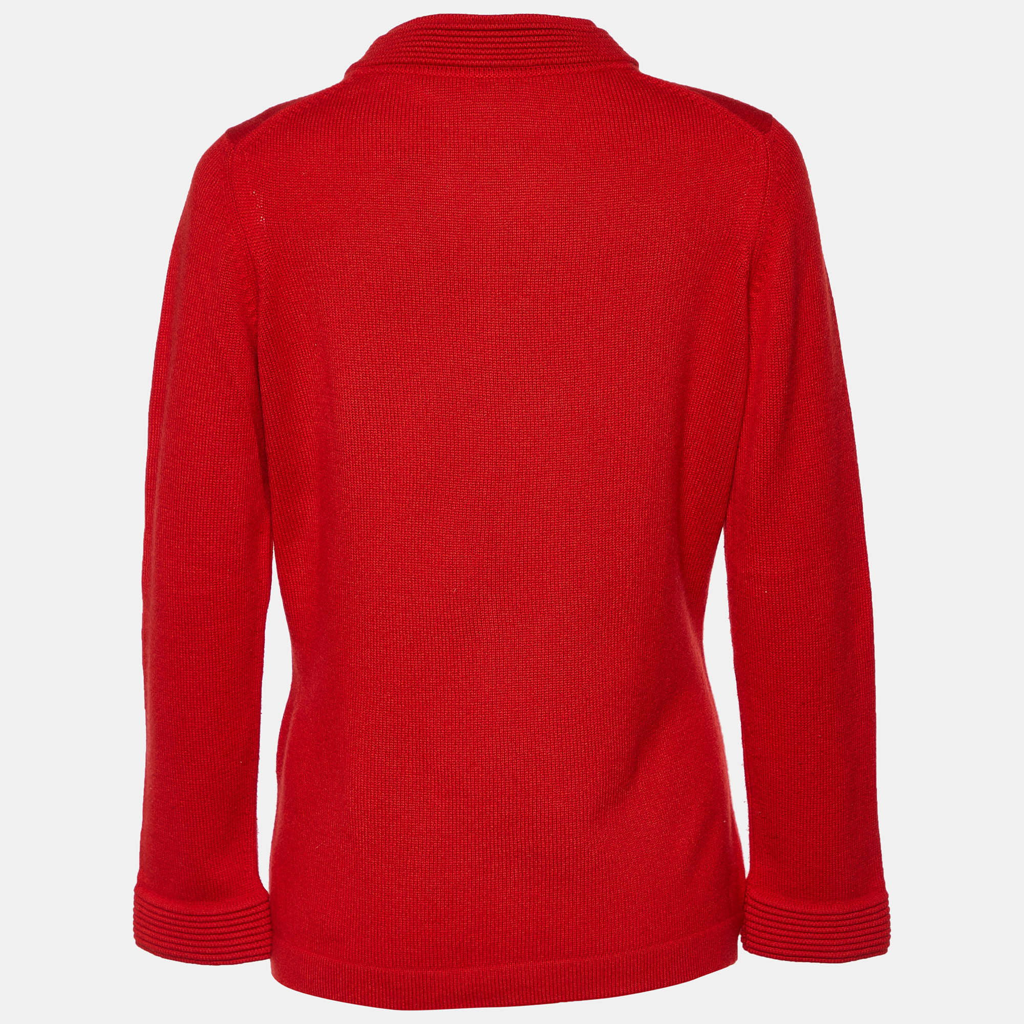 

Chanel Red Cashmere Button Front Jacket