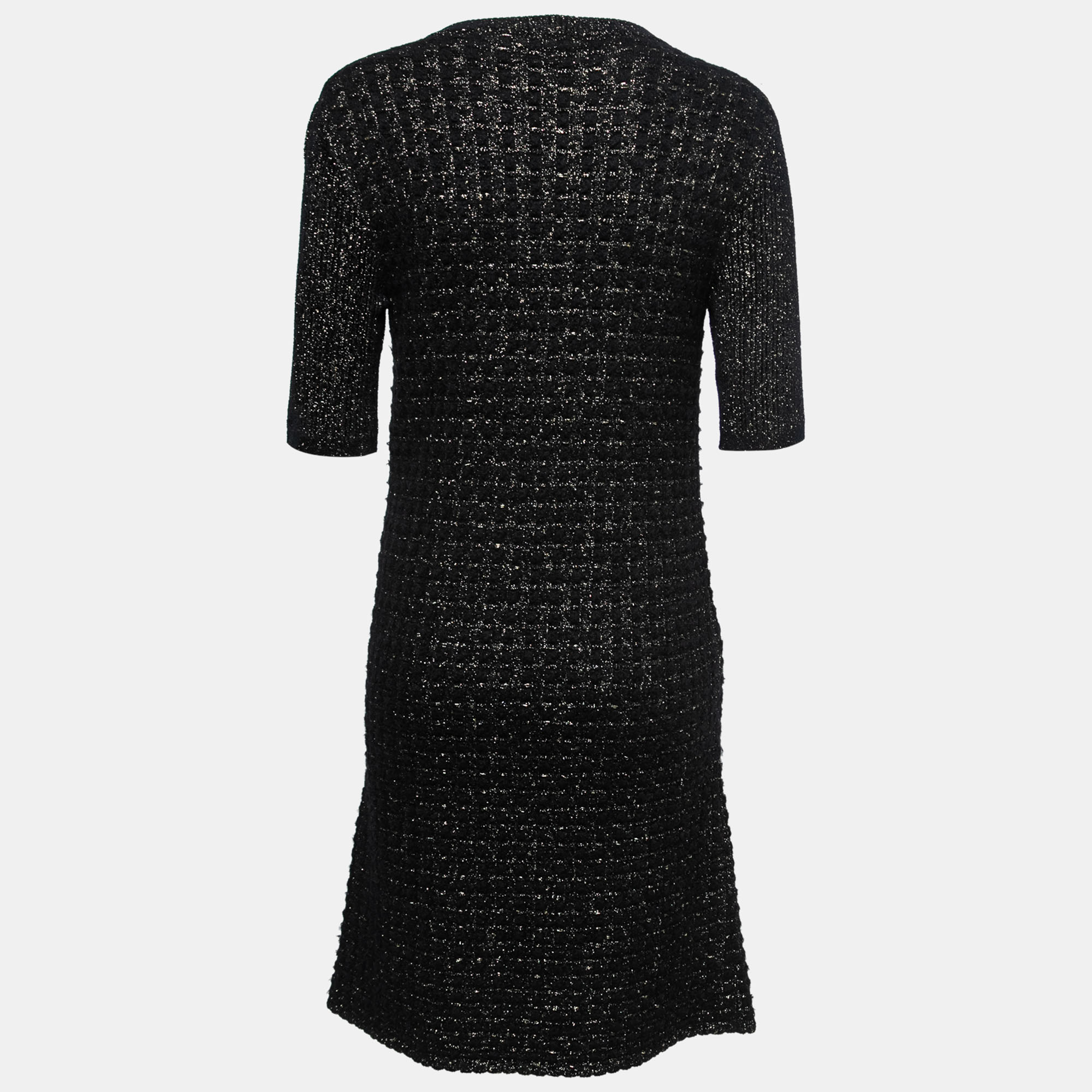 

Chanel Black & Metallic Gold Knit Midi Dress