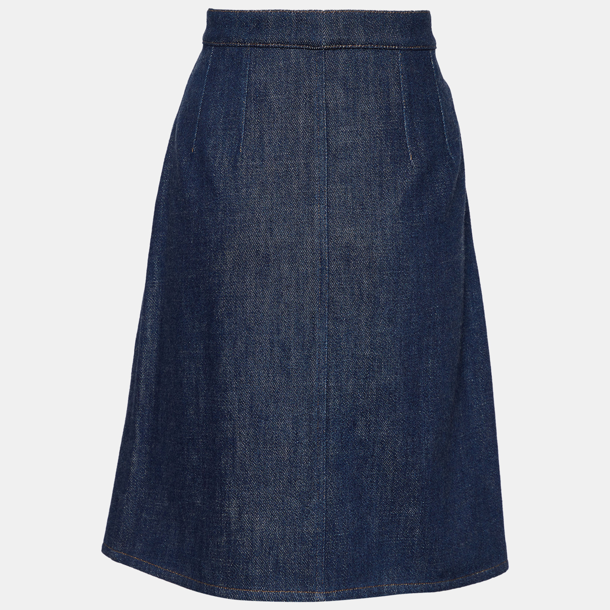 

Chanel Indigo Denim Coco Applique A-Line Skirt, Blue