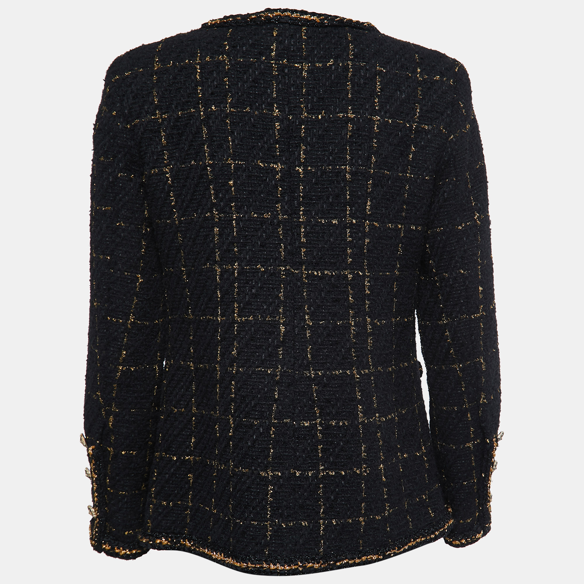 

Chanel Black & Gold Tweed Braided-Trim Jacket