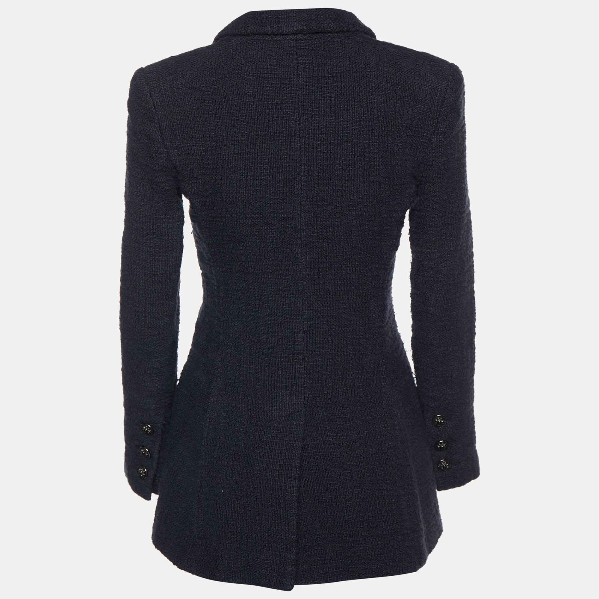 

Chanel Black Tweed Button Front Blazer