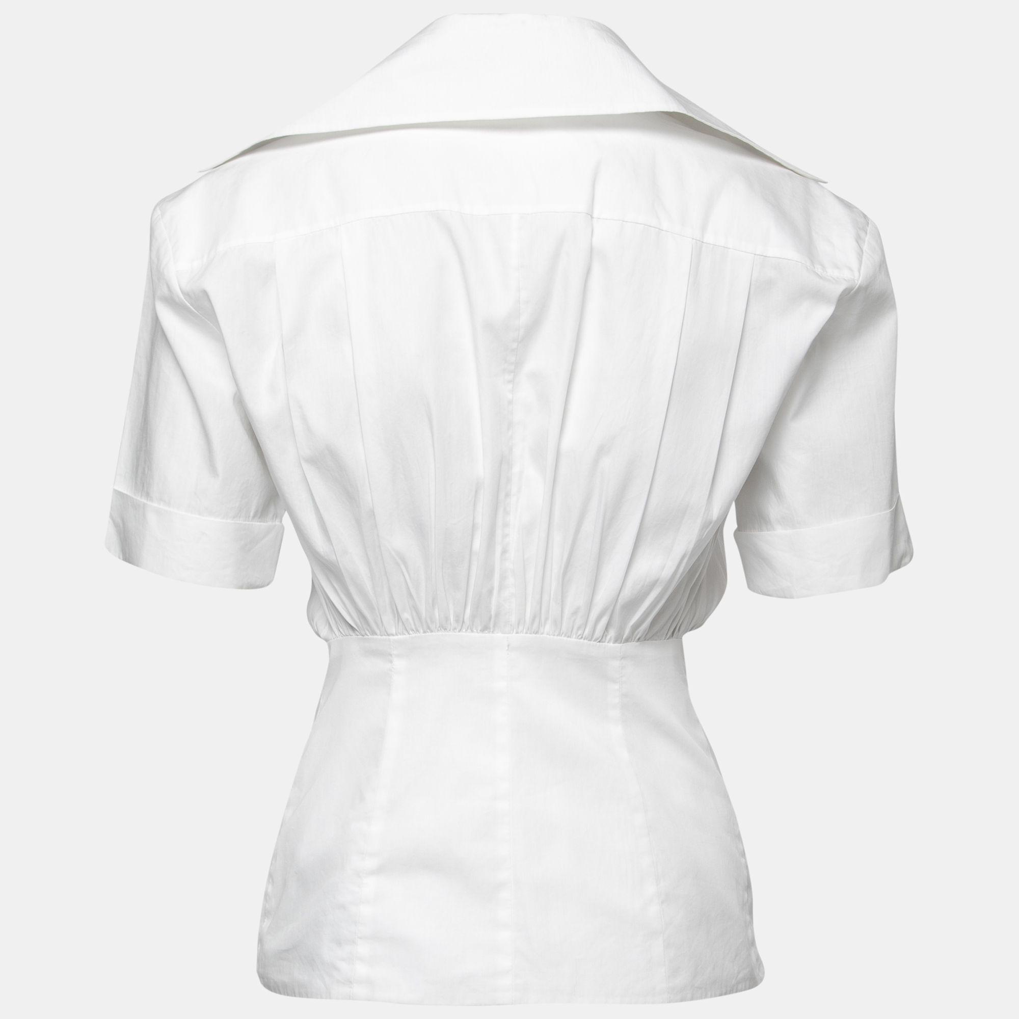 

Chanel White Cotton Short Sleeve Fitted Top