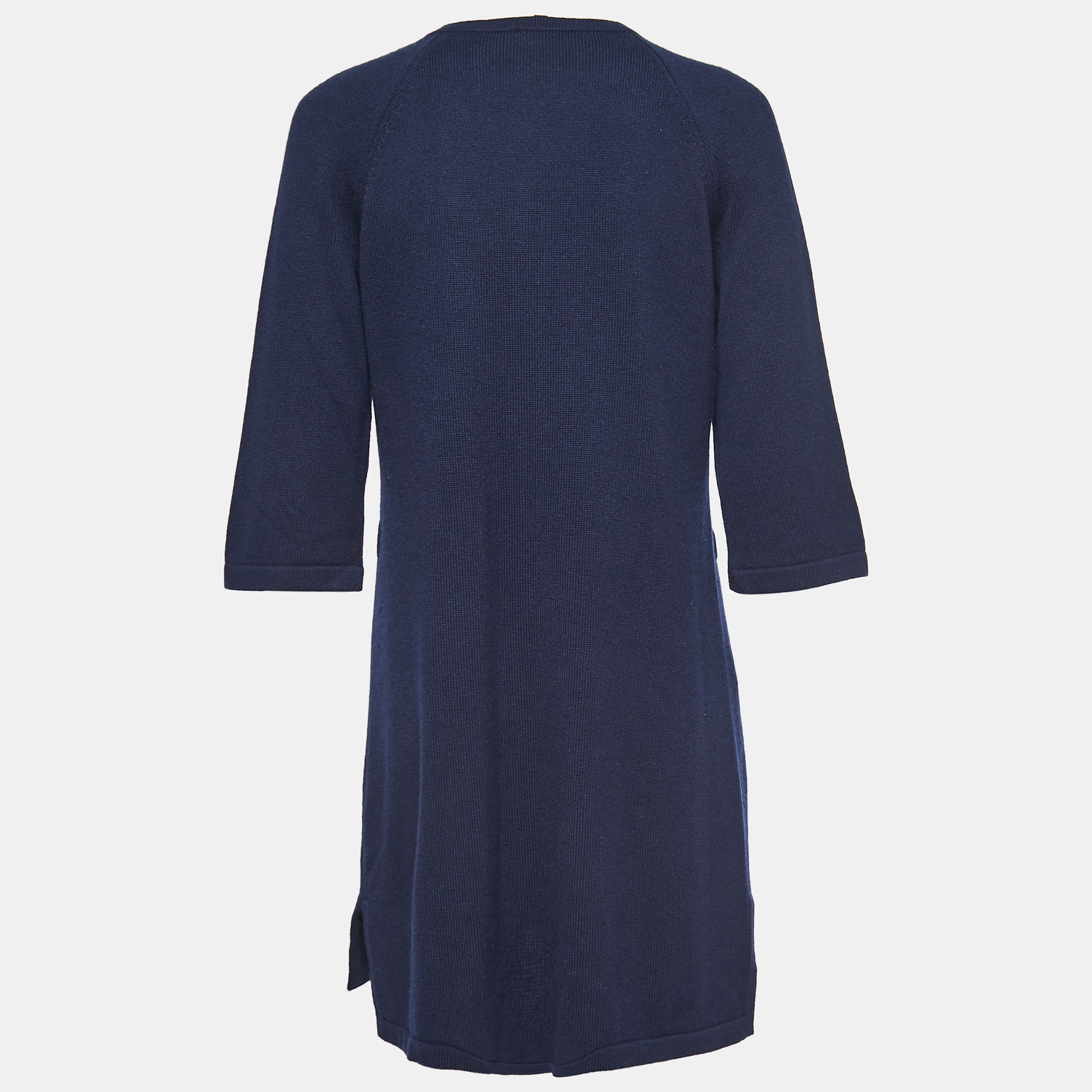 

Chanel Navy Blue Cashmere Buttoned Knitted Dress