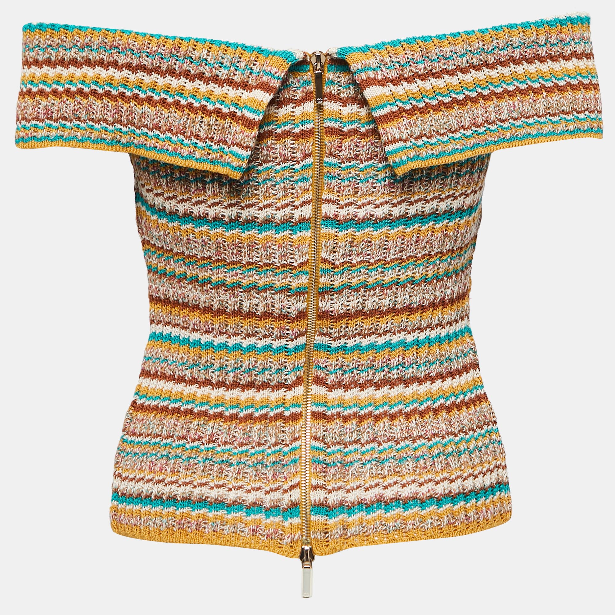 

Chanel Multicolor Knit Off-Shoulder Top