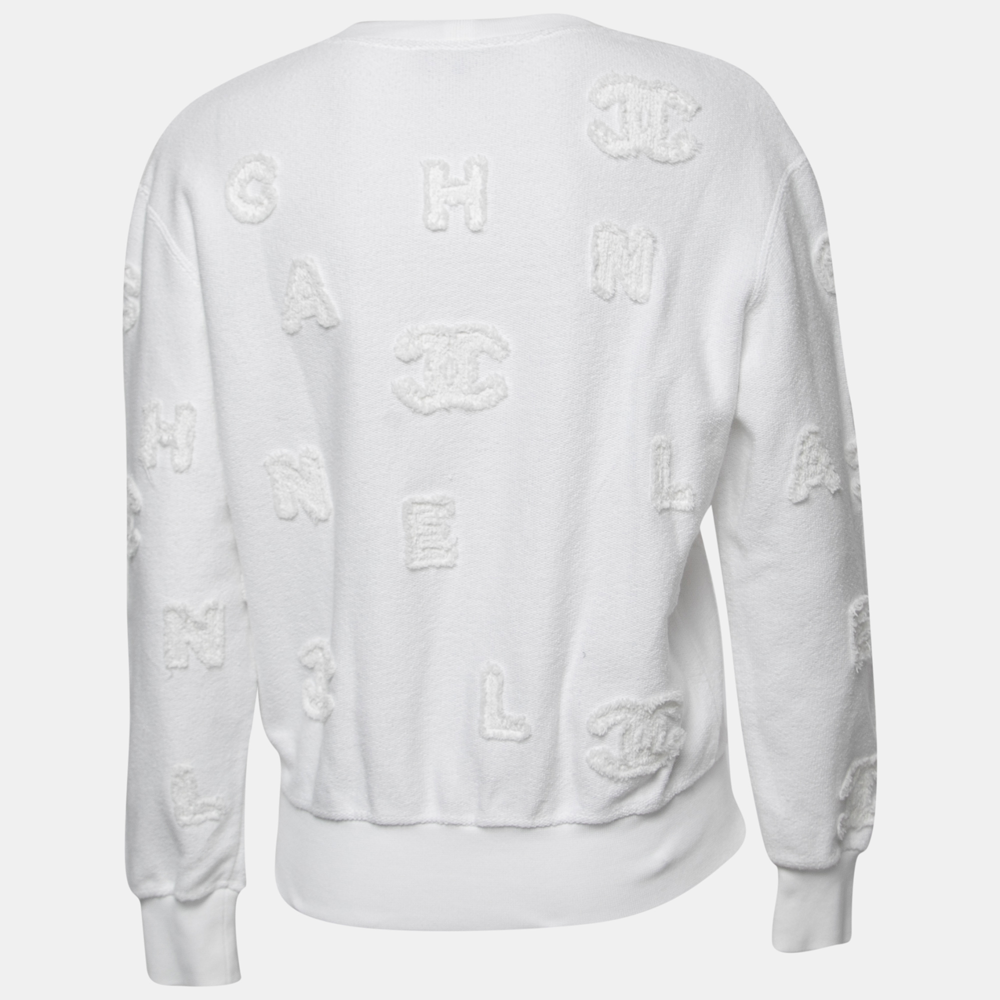 

Chanel White Cotton Logo Detail Crew Neck Sweatshirt