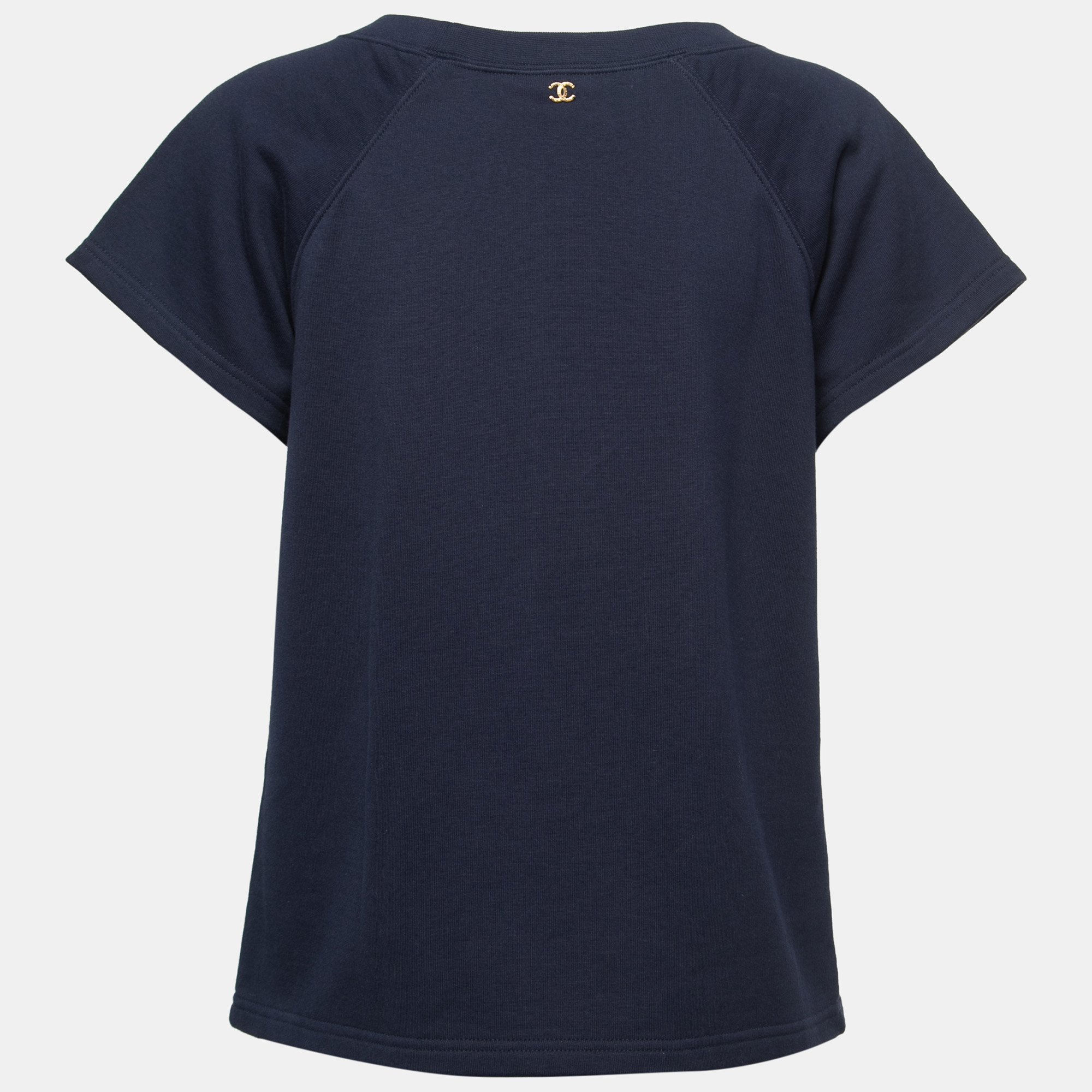 

Chanel Navy Blue Paris-Greece CC Print Cotton T-Shirt