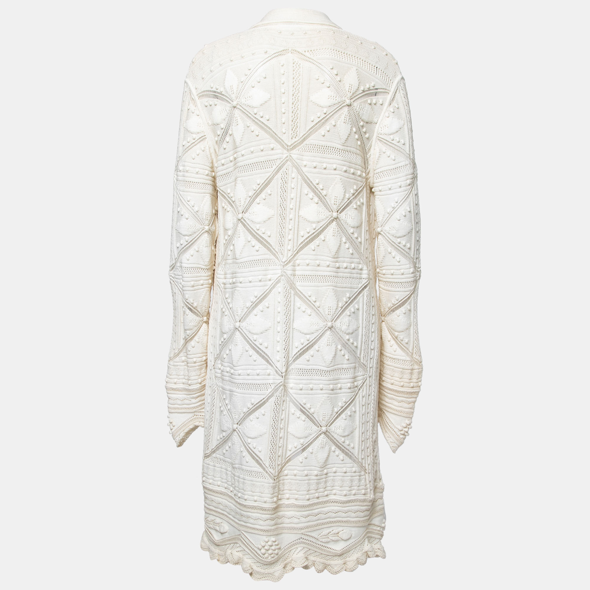 

Chanel Cream Patterned Crochet Knit Cardigan