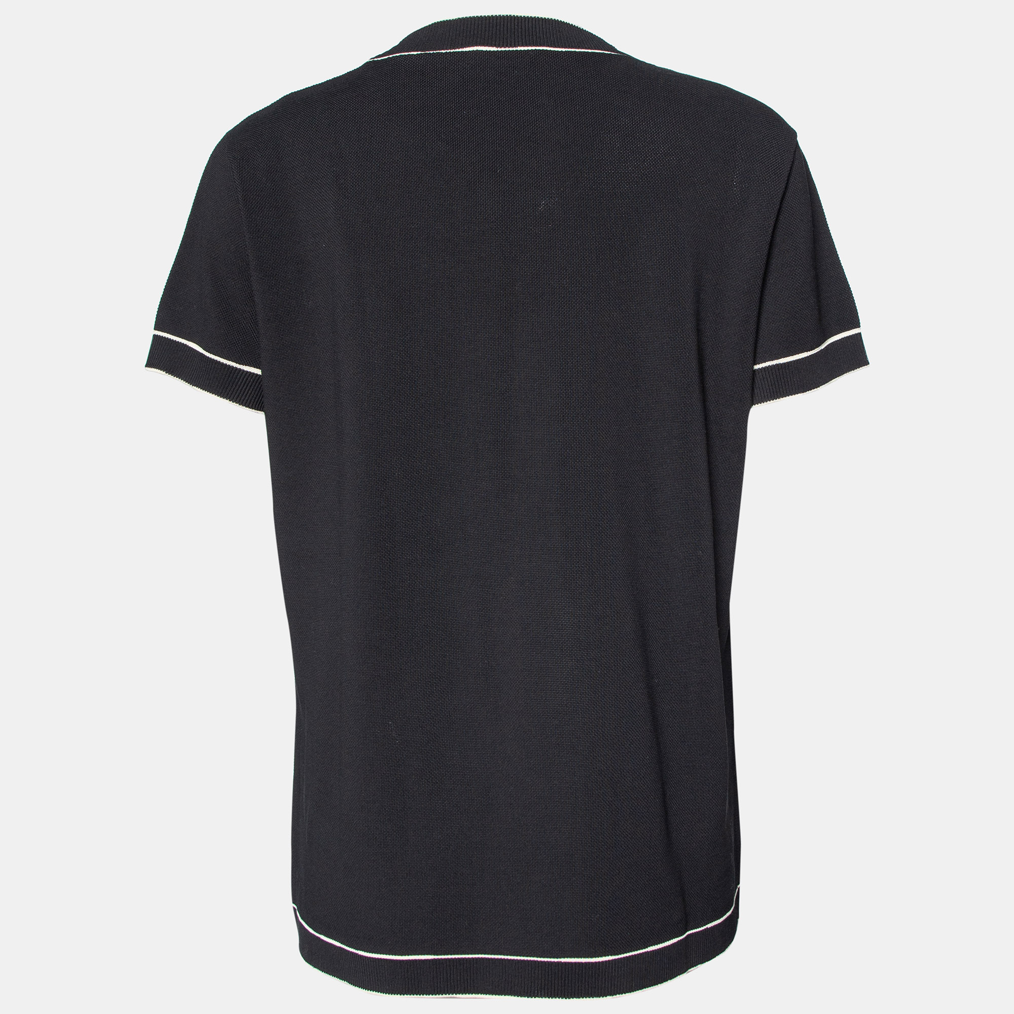 

Chanel Black Cotton Knit Contrast Detail T-Shirt