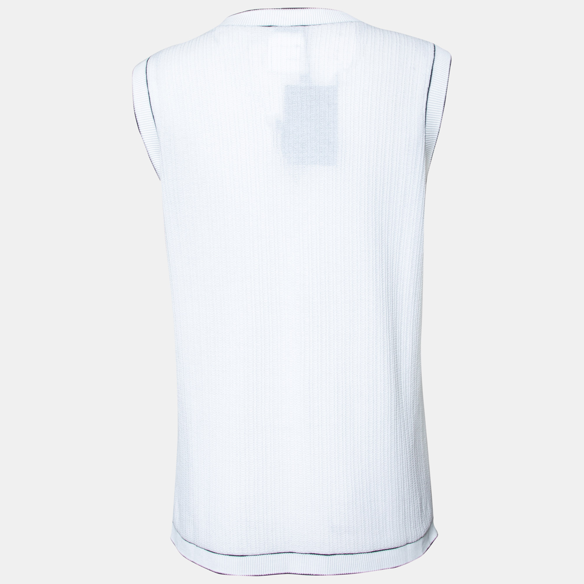 

Chanel White Cotton Knit Sleeveless T-Shirt
