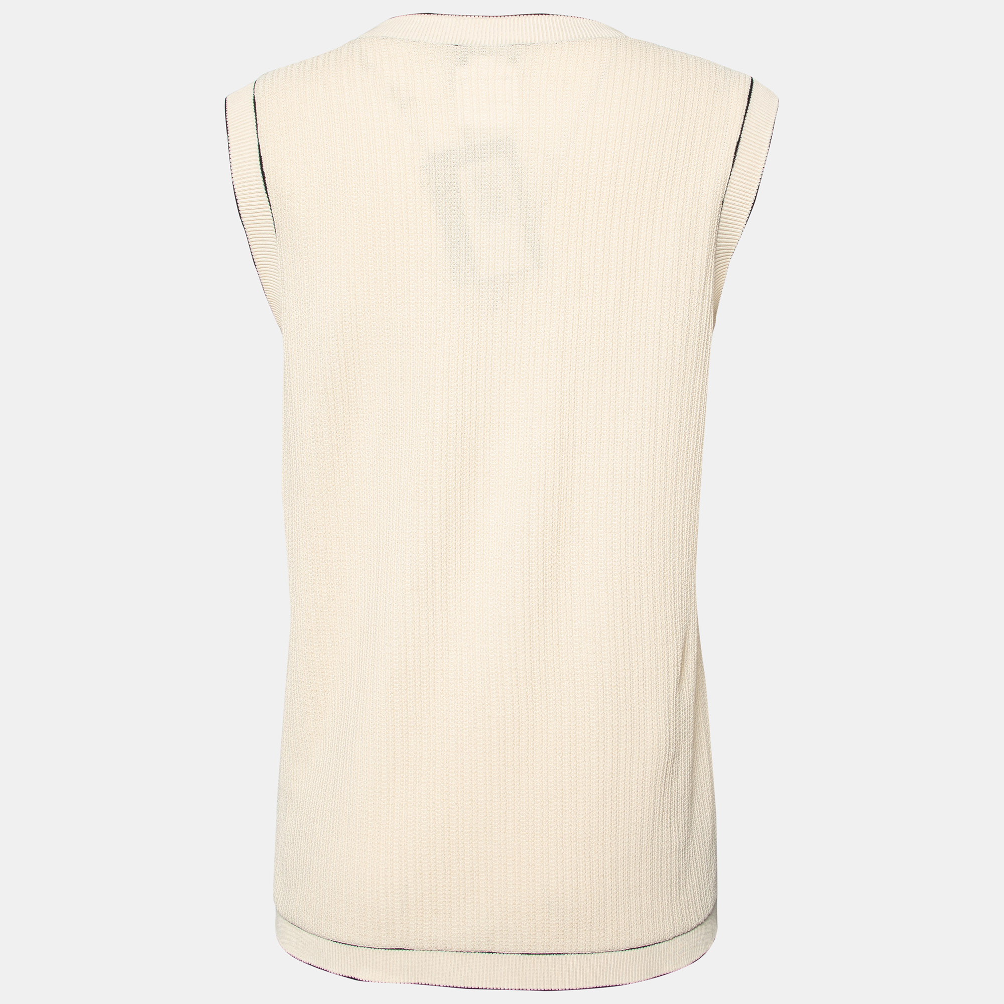 

Chanel Beige Cotton Knit Sleeveless T-Shirt