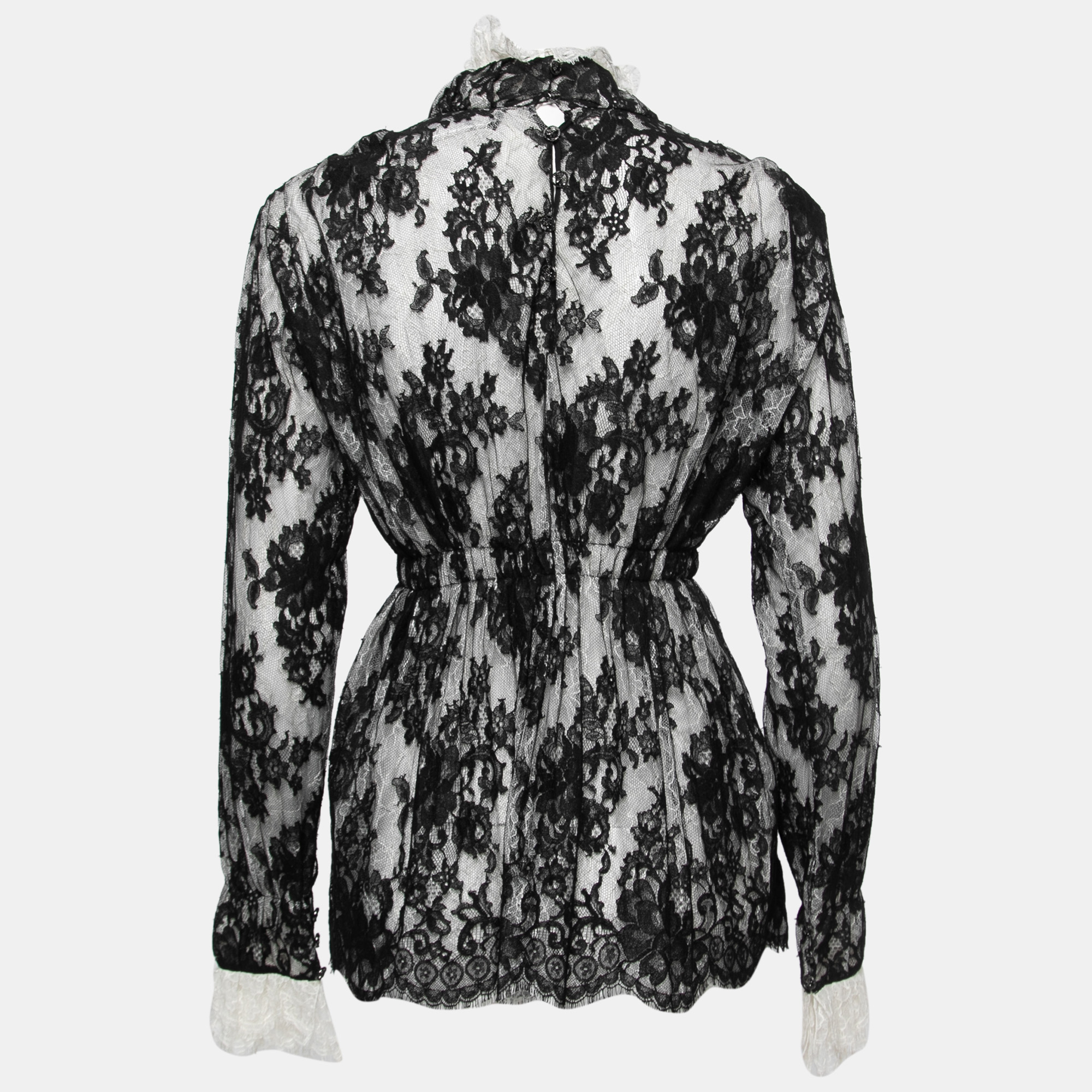 

Chanel Black and White Lace Turtle Neck Long Sleeve Salzburg Blouse