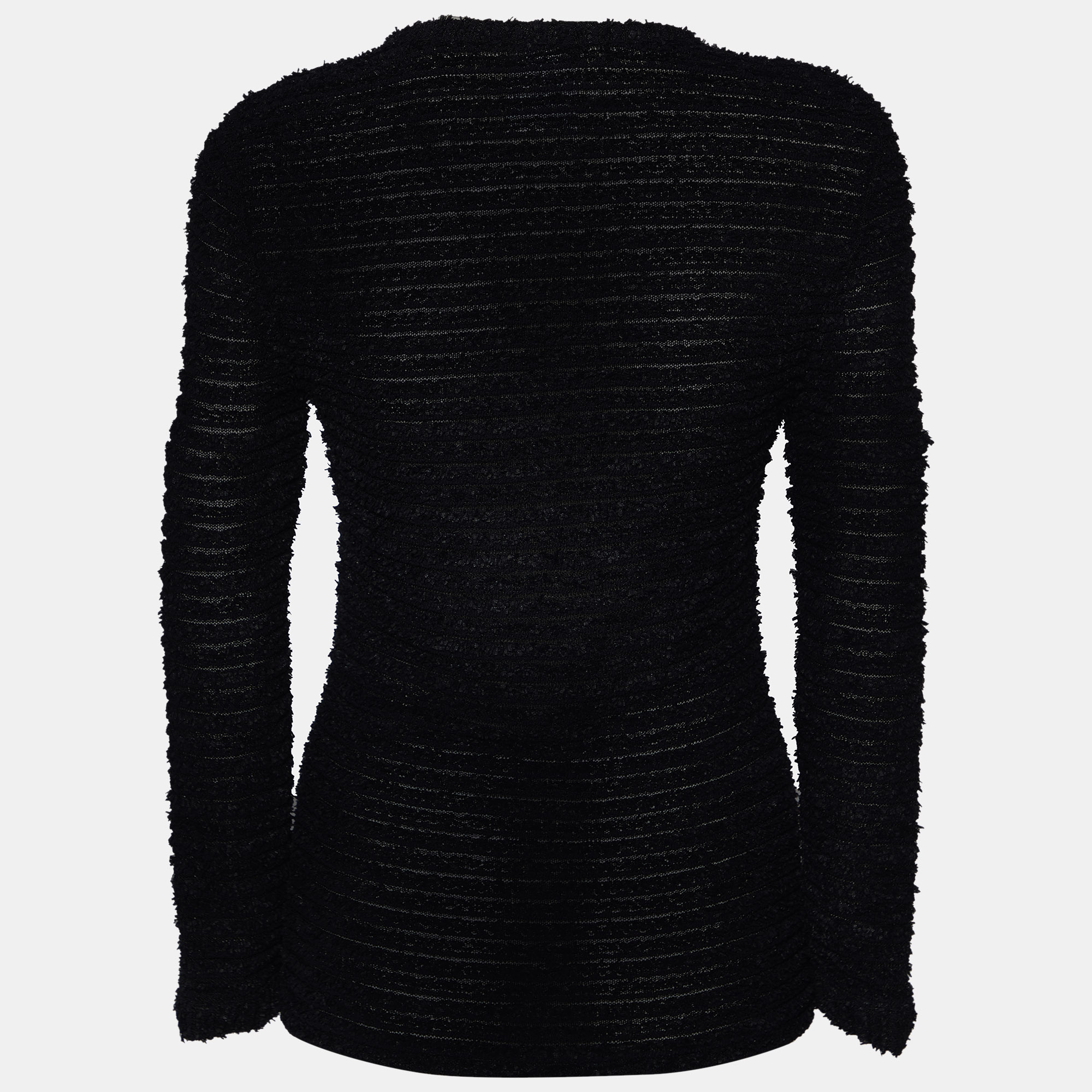 

Chanel Black Sheer Knit Boucle Detail Top
