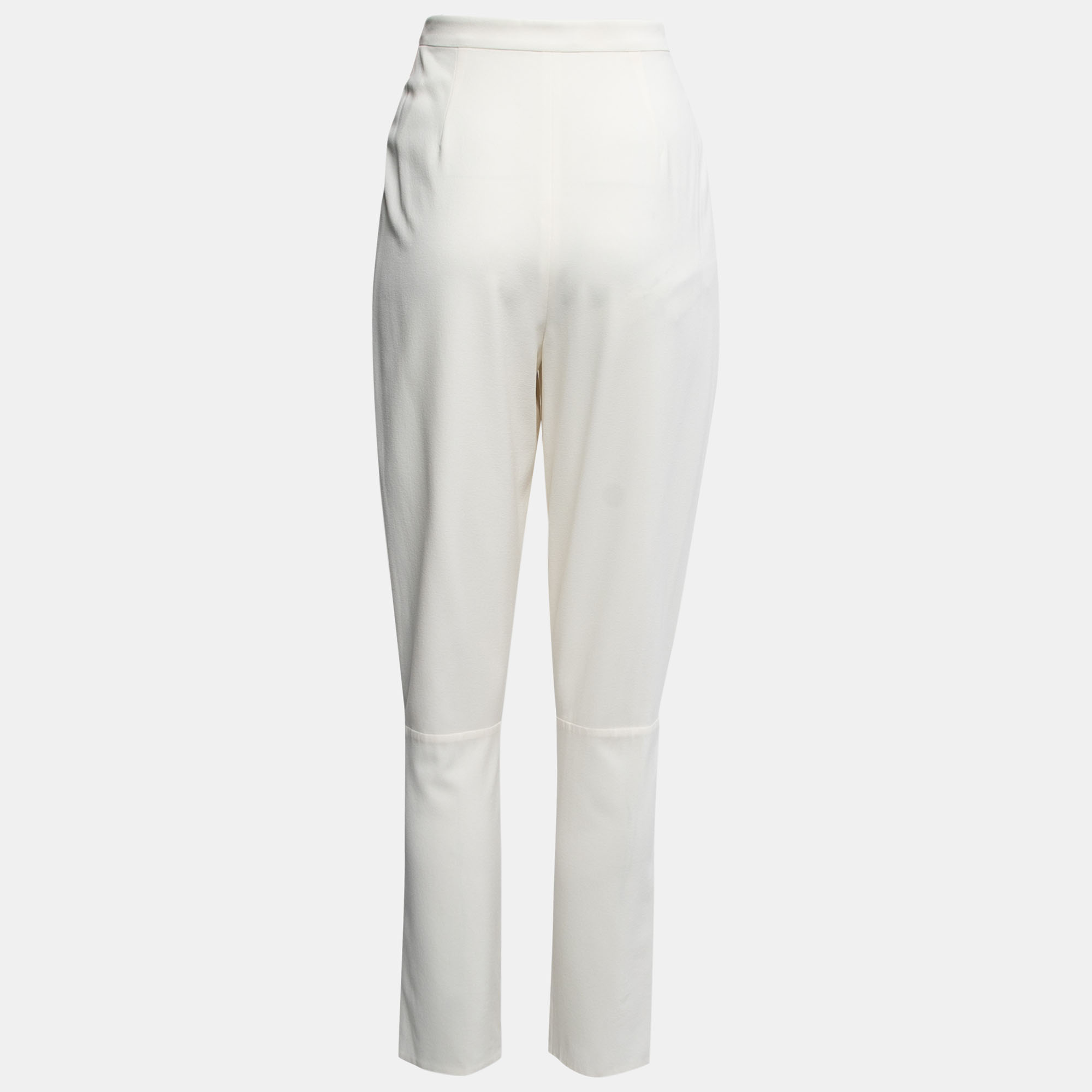 

Chanel Cream Stetch Silk Pleated Trousers