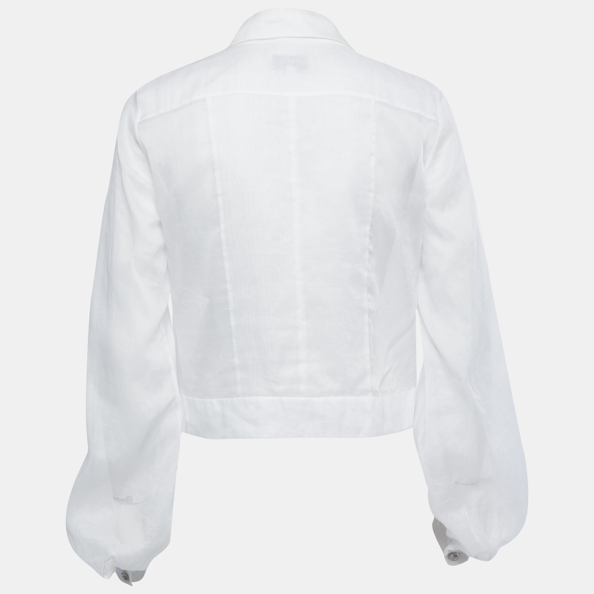

Chanel White Cotton Button Front Short Shirt