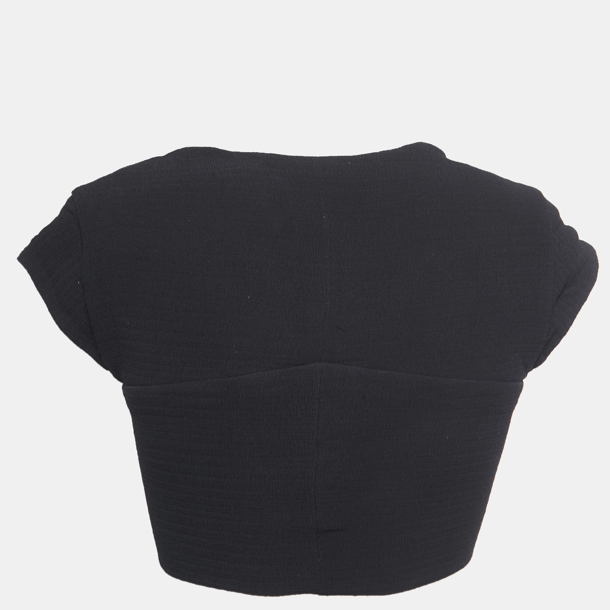 

Chanel Black Crepe Front Tie Detail Crop Top