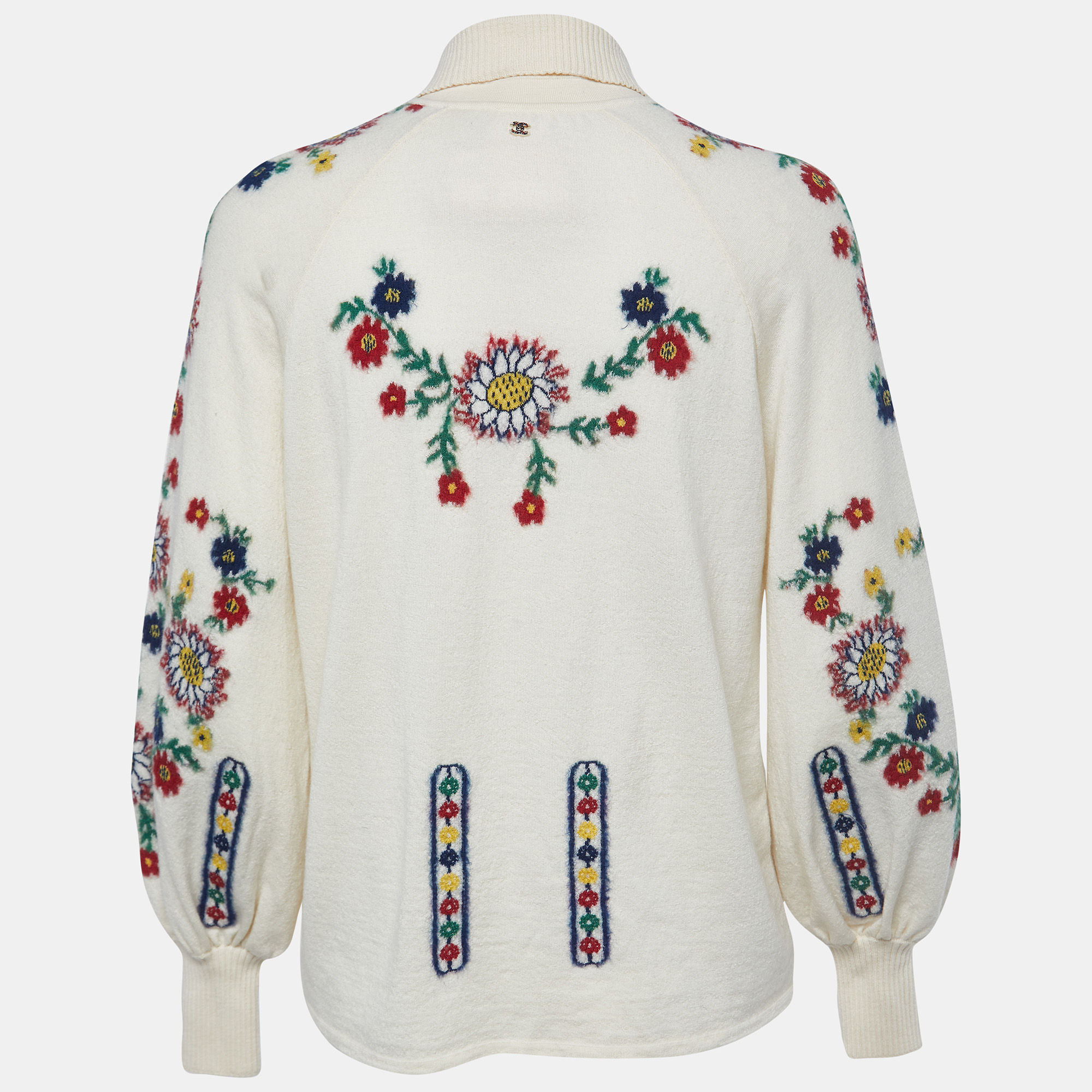 

Chanel Cream Floral Patterned Wool Pullover