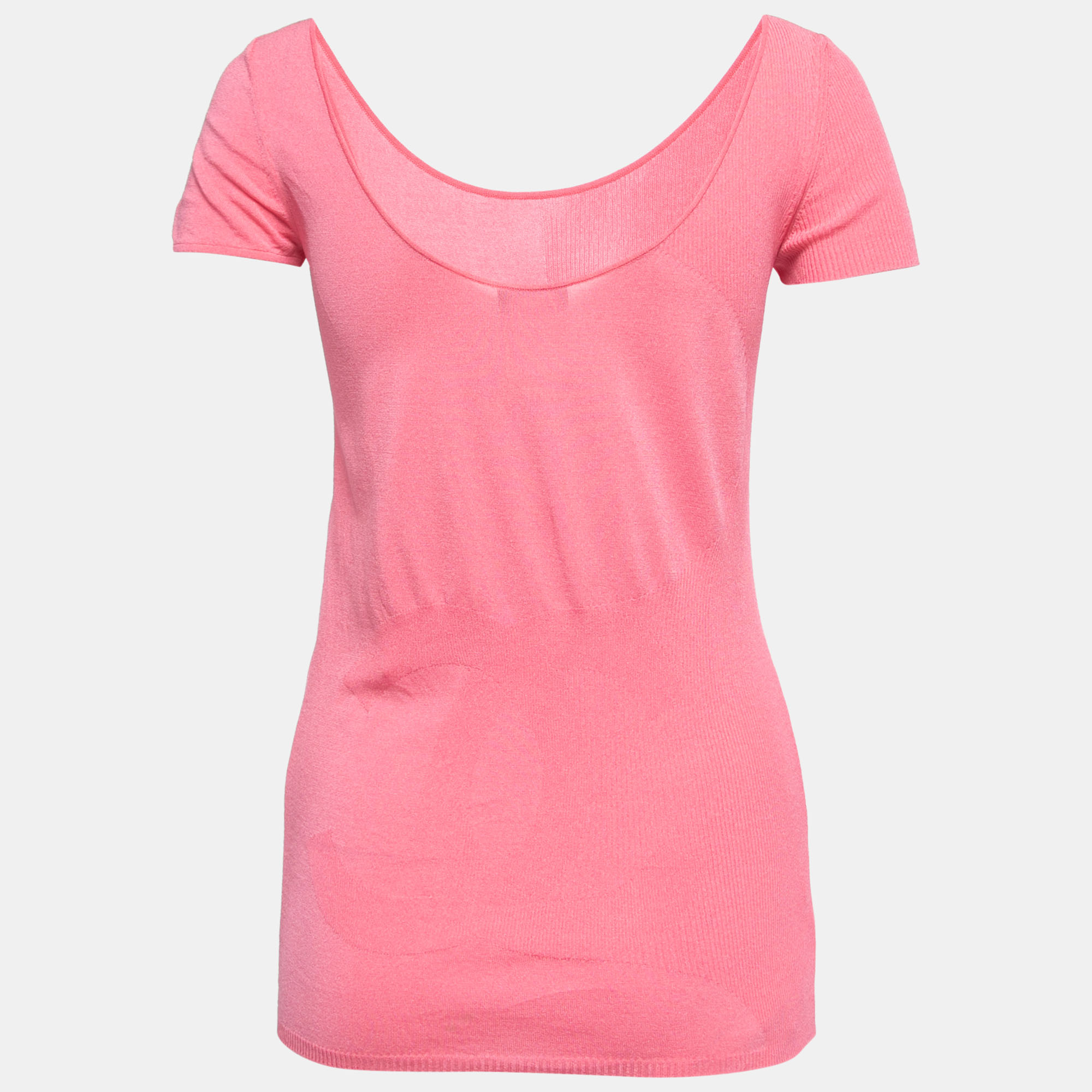 

Chanel Pink CC Patterned Knit Short Sleeve T-Shirt