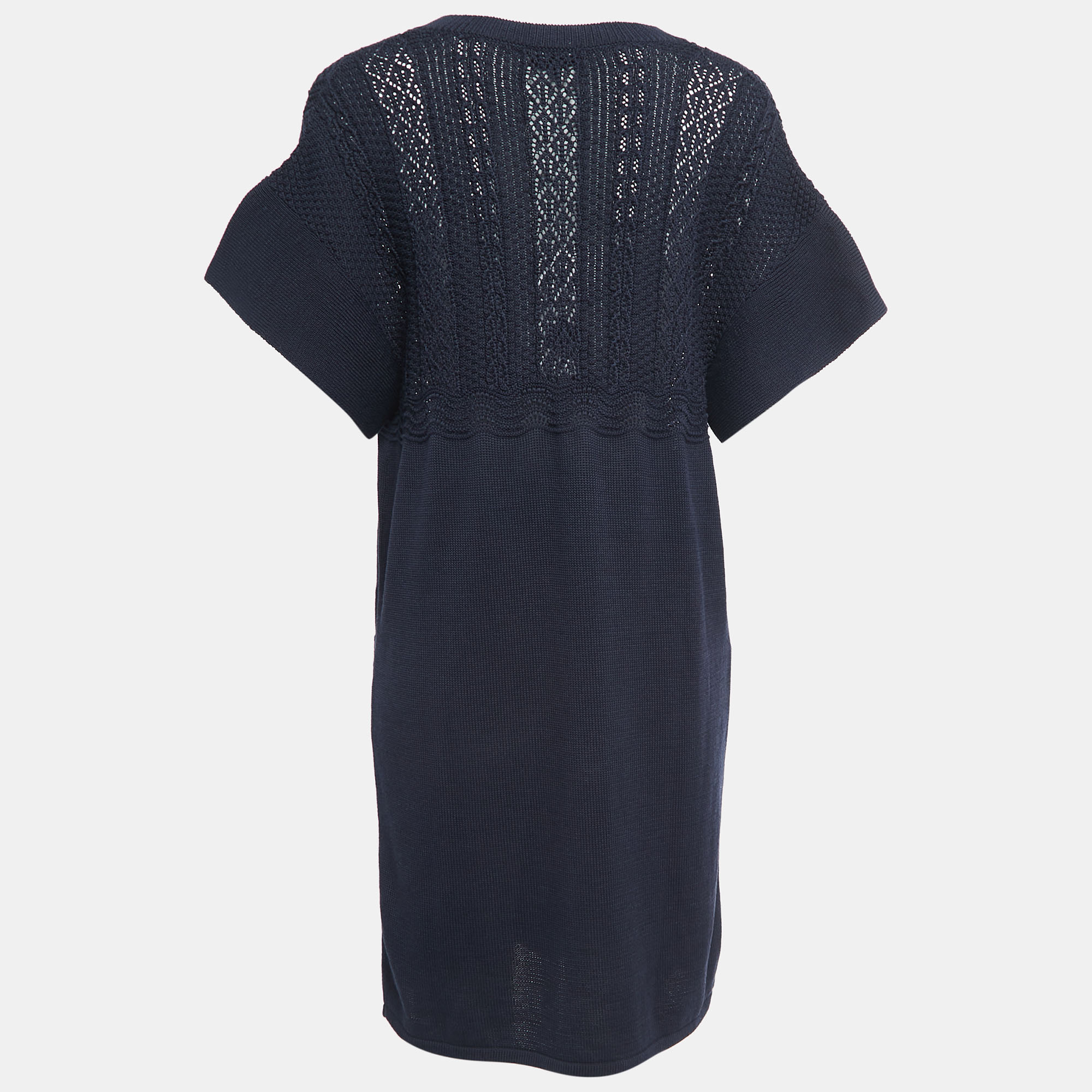 

Chanel Navy Blue Cotton Knit Pocket Detail Mini Dress