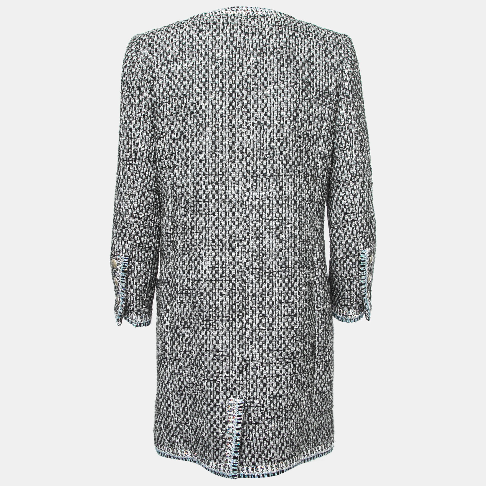 

Chanel Blue/Black Tweed Mid-Length Coat