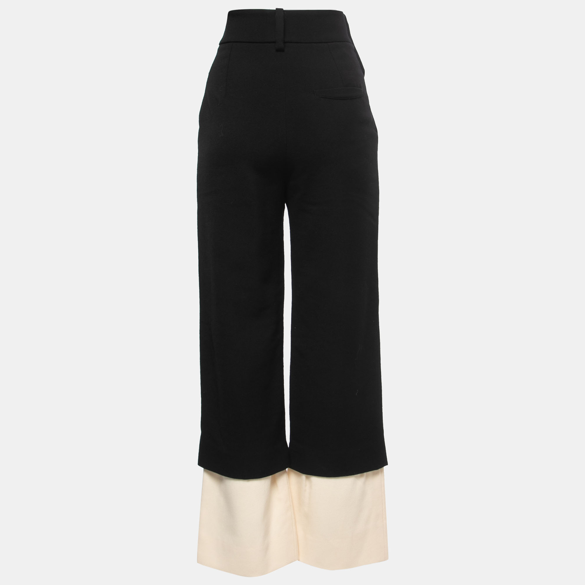 

Chanel Black Wool Contrast Hem Trousers