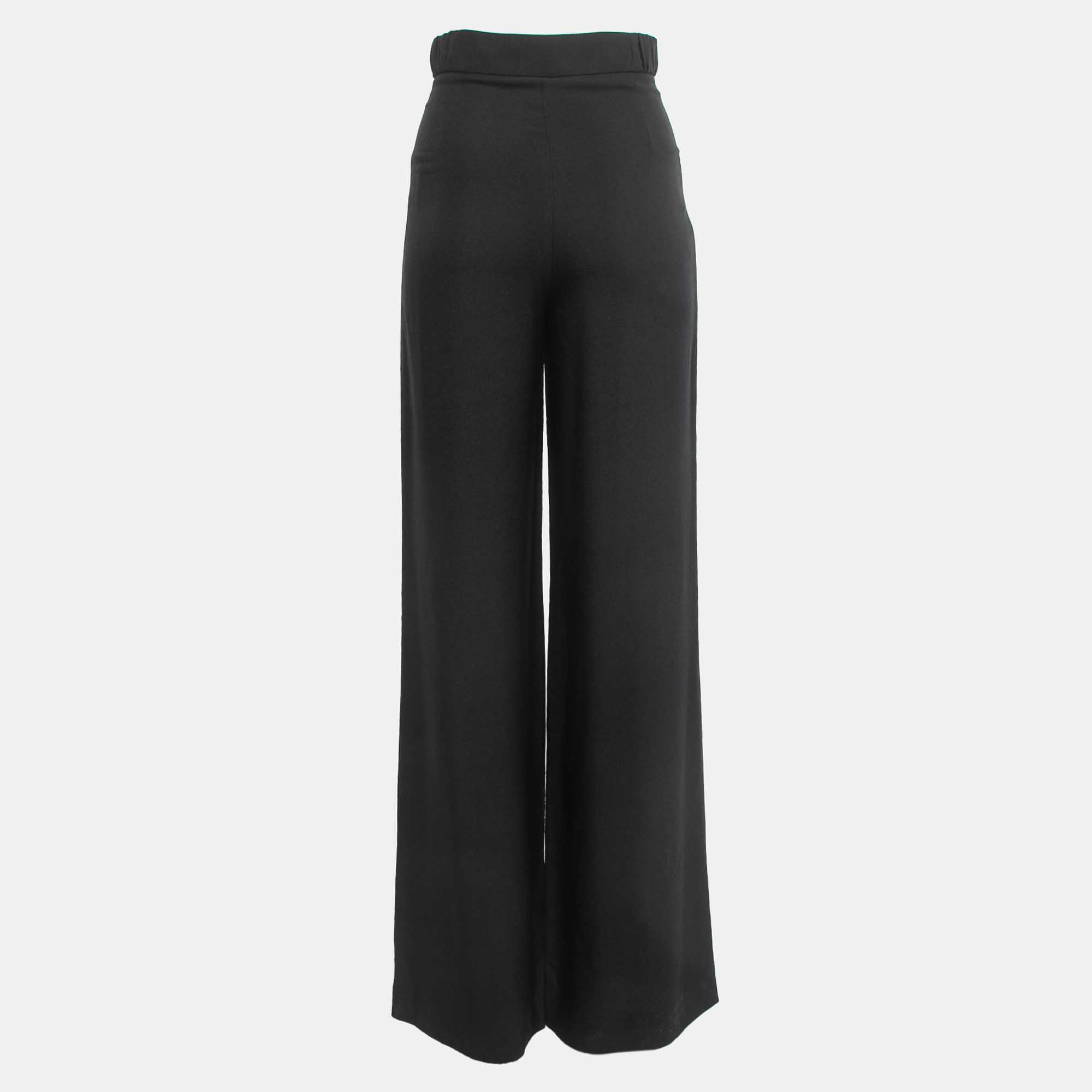 

Chanel Black Silk Wide Leg Pants