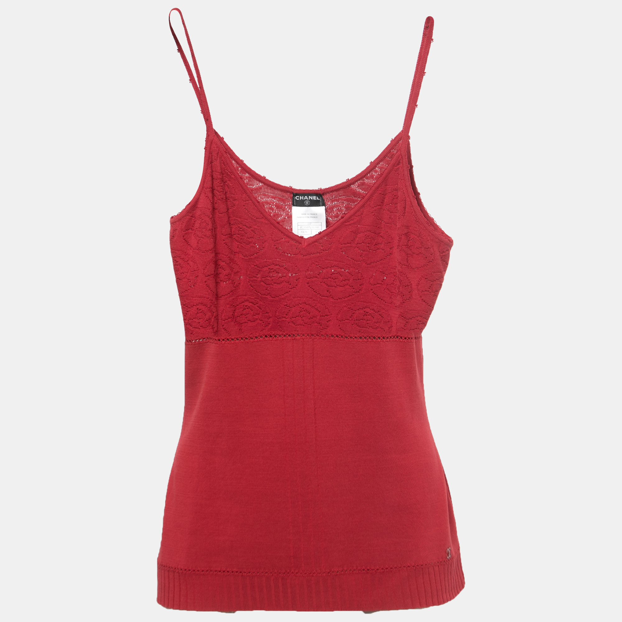 Pre-owned Chanel Burgundy Cotton Knit Camisole L