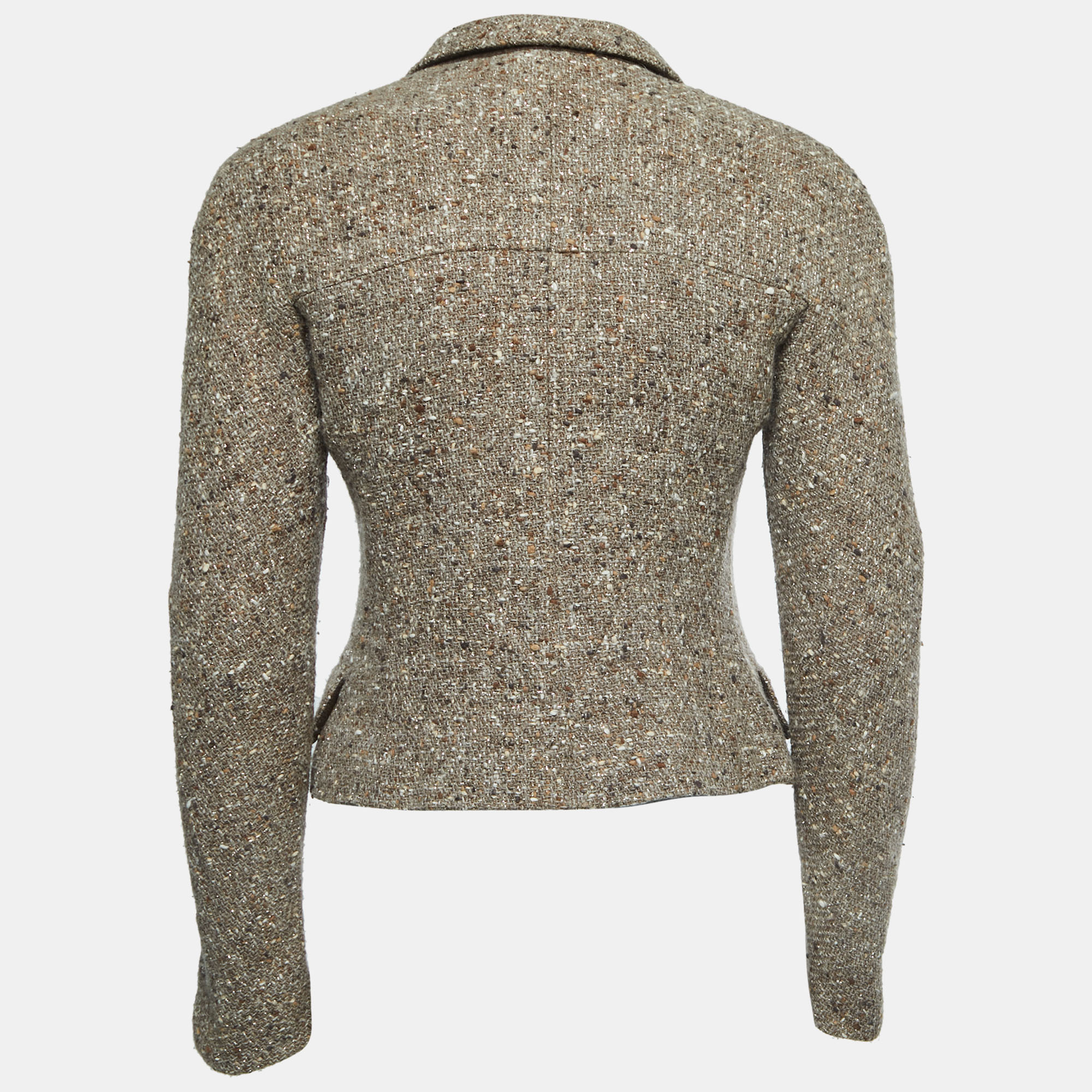 

Chanel Brown Wool Blend Single Breasted Crop Jacket