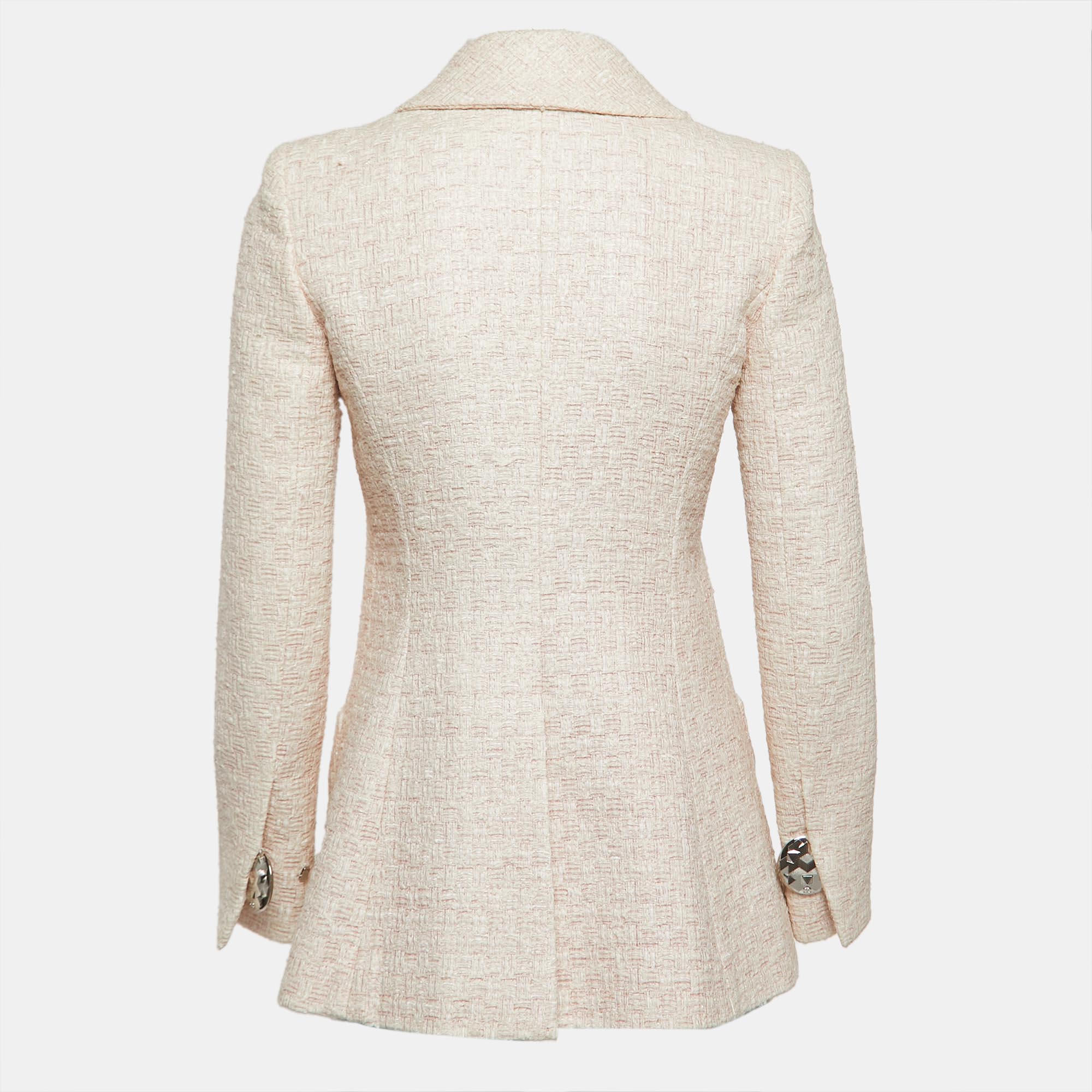 

Chanel Pink Lurex Tweed Collared Tailored Jacket