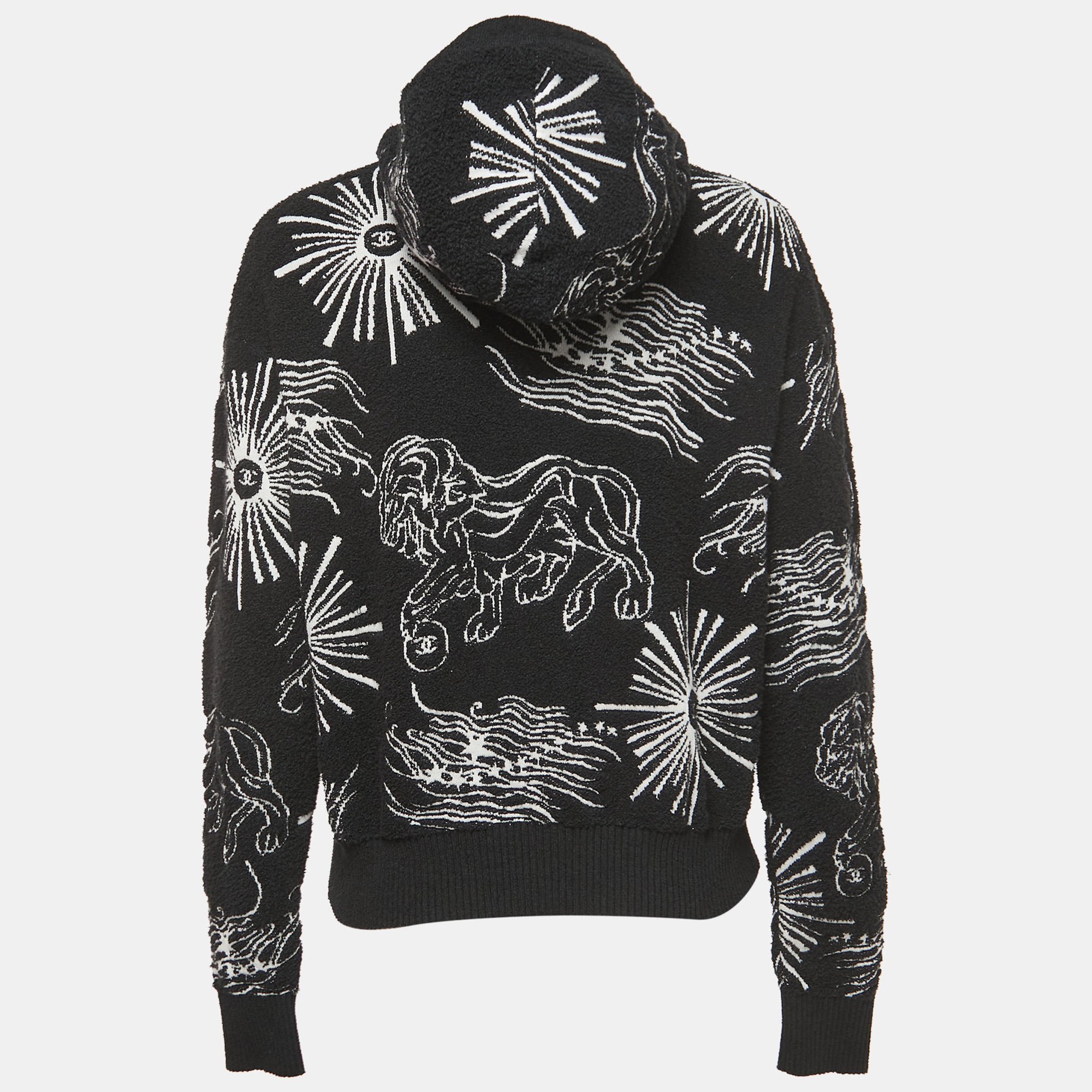 

Chanel Black Patterned Cotton Terry Hooded Sweatshirt