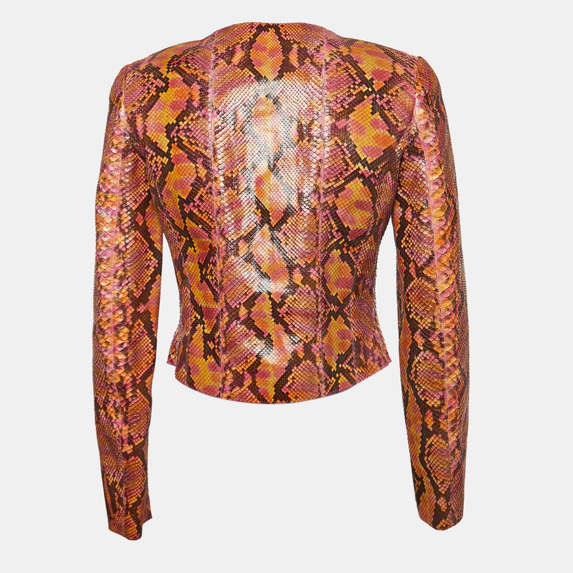 

Chanel Limited Edition Multicolor Python Leather Zip Front Jacket