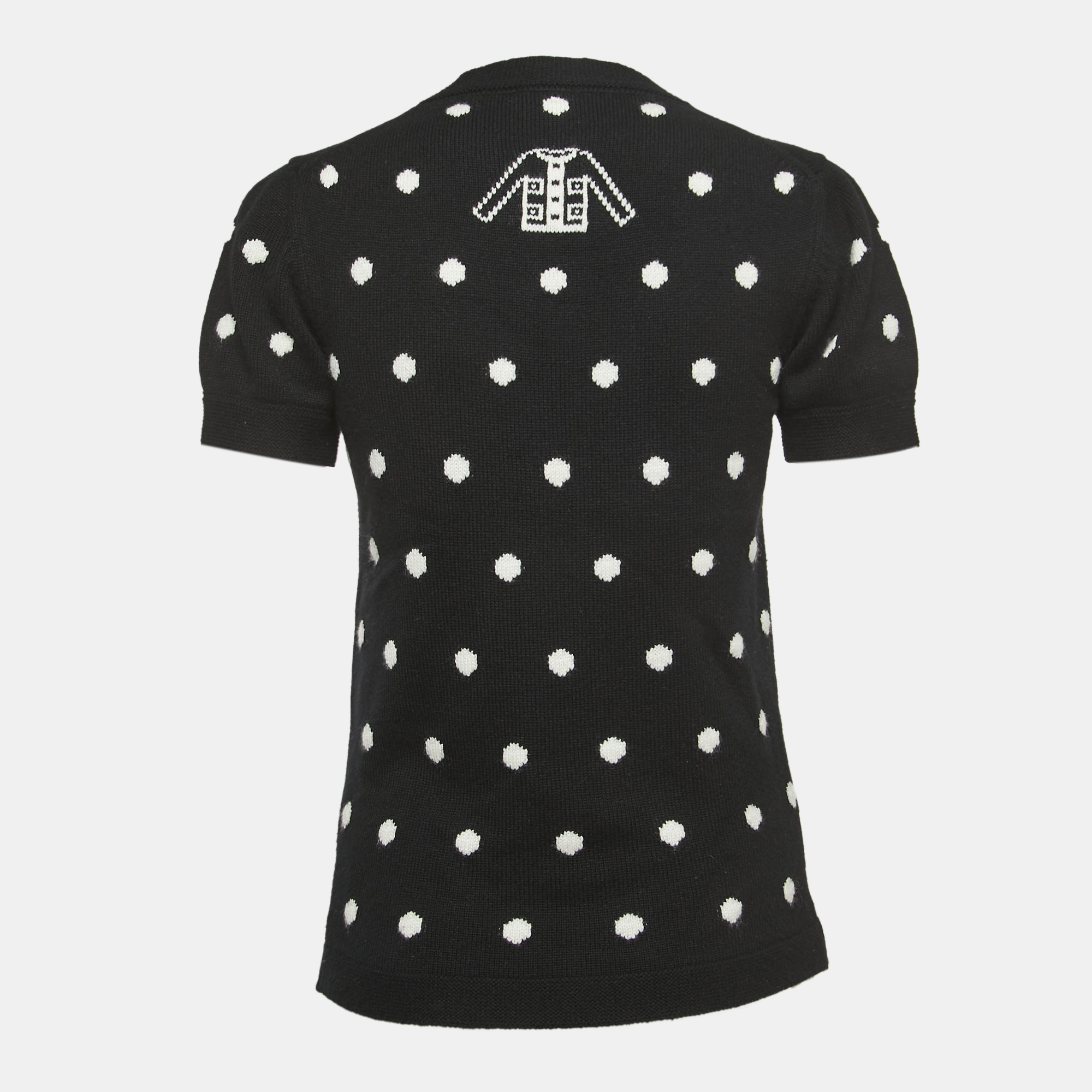 

Chanel Black/White Polka Dot Cashmere Knit Top