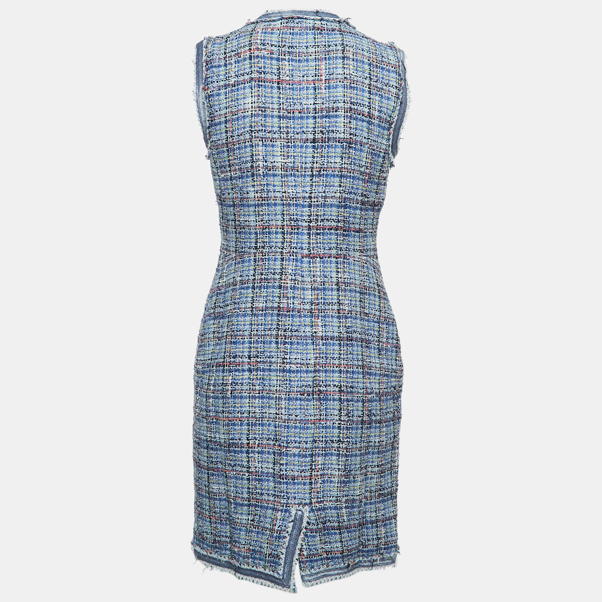 

Chanel Blue/Multicolor Tweed Sleeveless Midi Dress